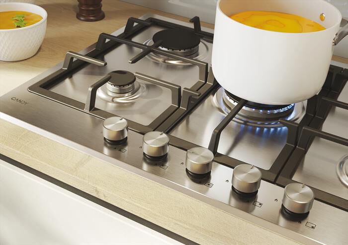 CANDY - Piano cottura gas CHG74WTX 74,5 cm-Acciaio inox