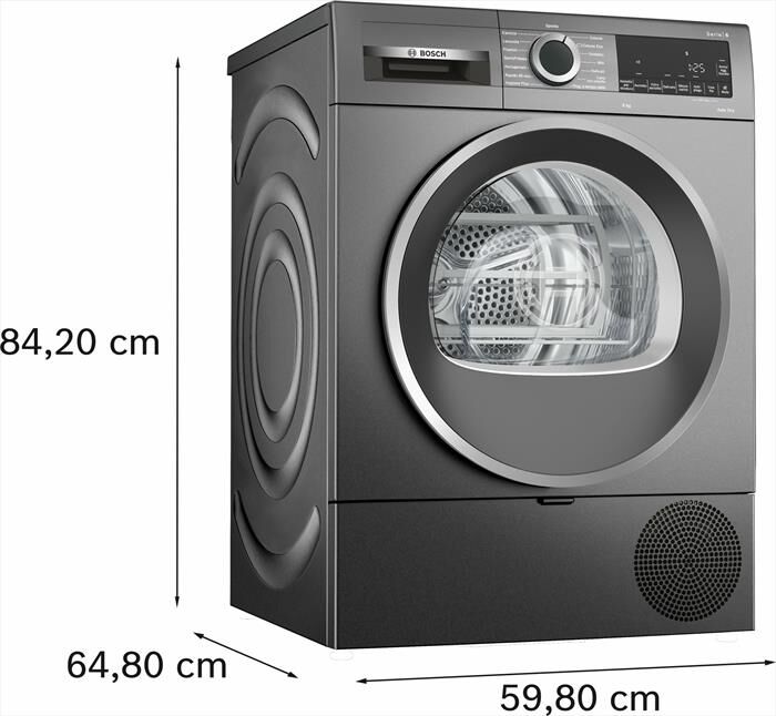 BOSCH - Asciugatrice Serie 6 WQG233DRIT 8Kg Classe C-Grigio antracite