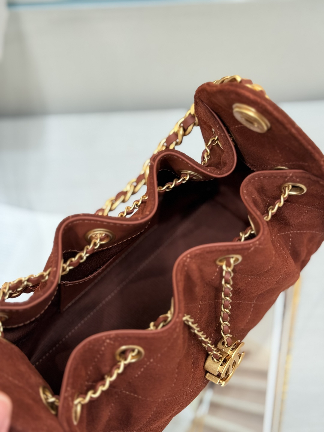 25Bag Mini Drawstring Bag（Reddish Brown） - Mocuir