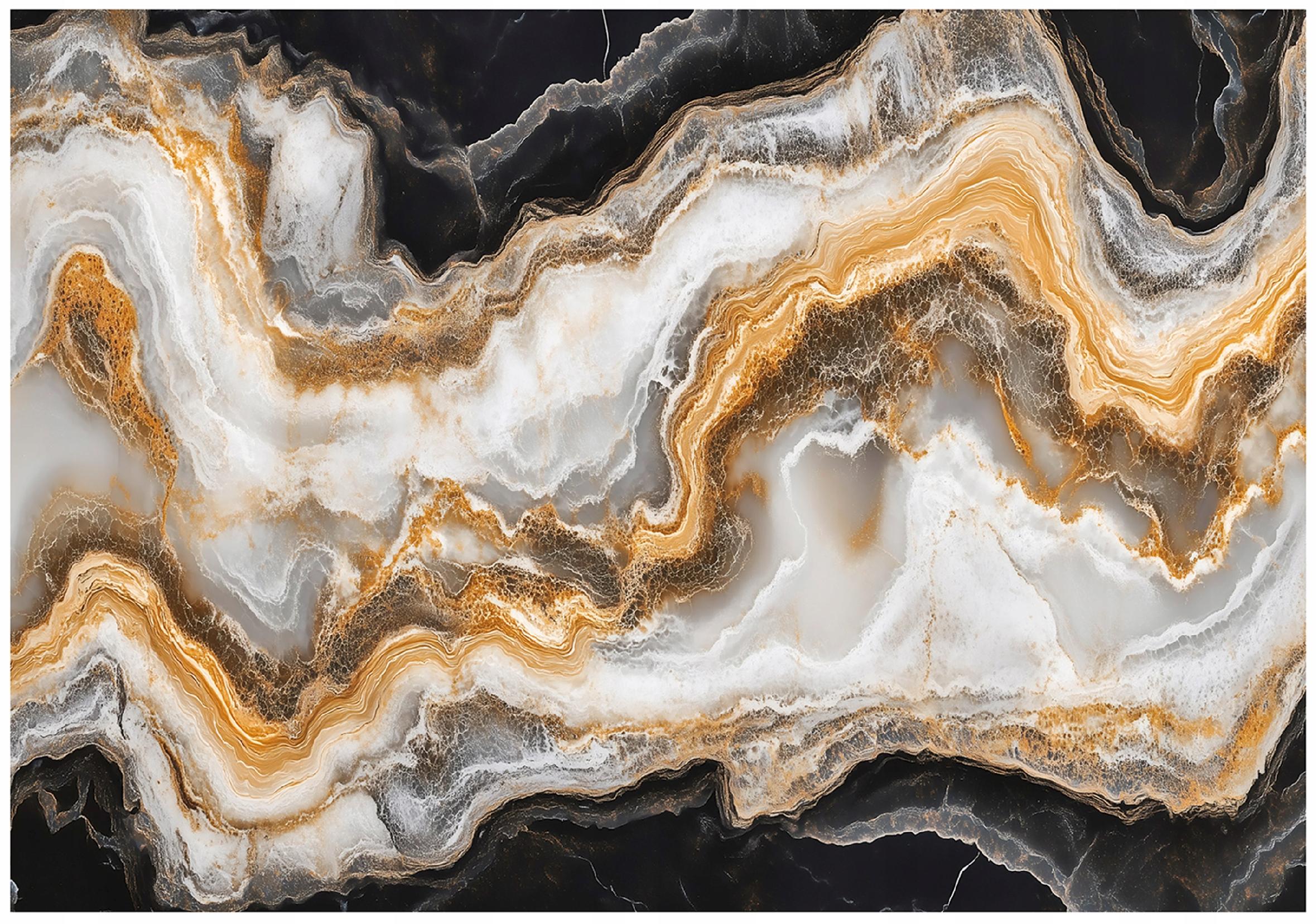 Black and gold marble wall mural for the bedroom or living room, non-woven wallpaper
