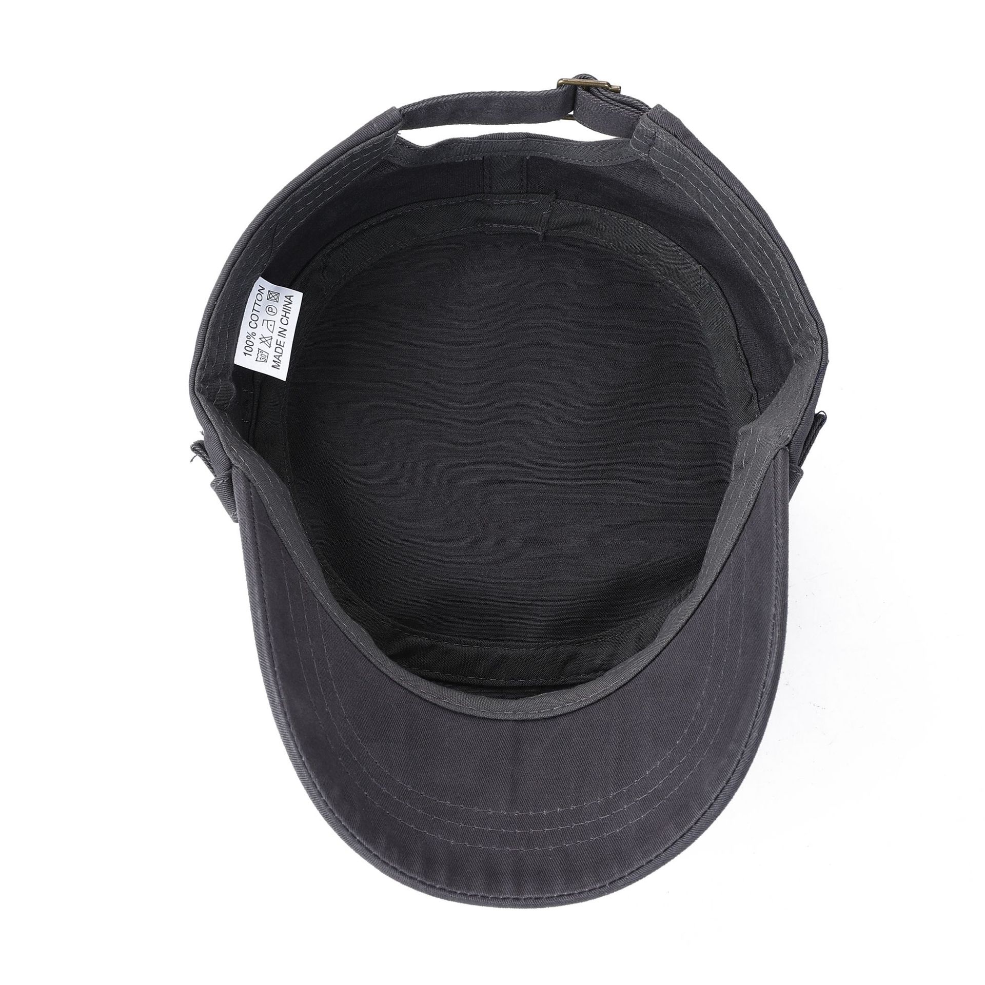 Men's Retro Washed Flat-Top Curved Brim Adjustable Cadet Cap