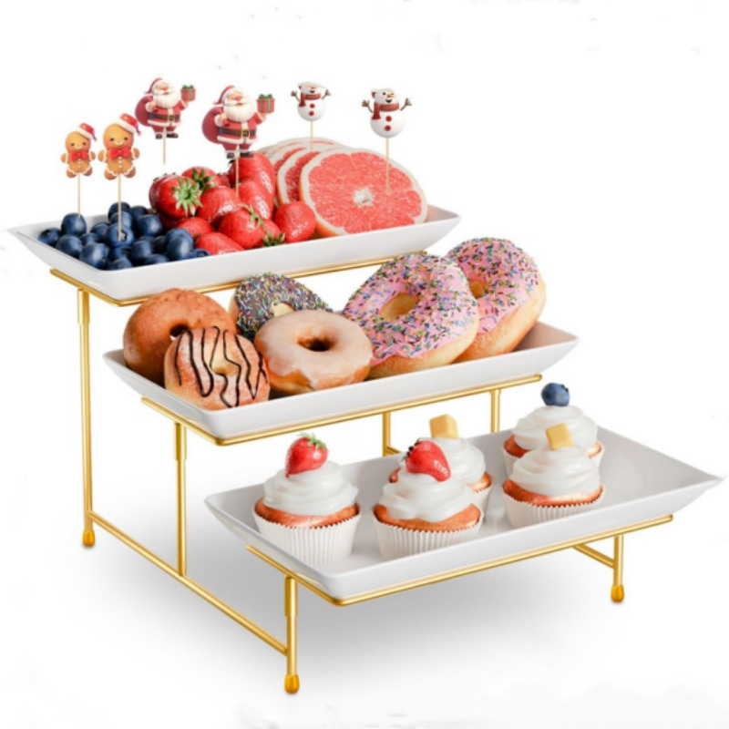 Dessert tray Multi-layer dessert rack Three-layer fruit tray Hotel dessert table self-service display rack