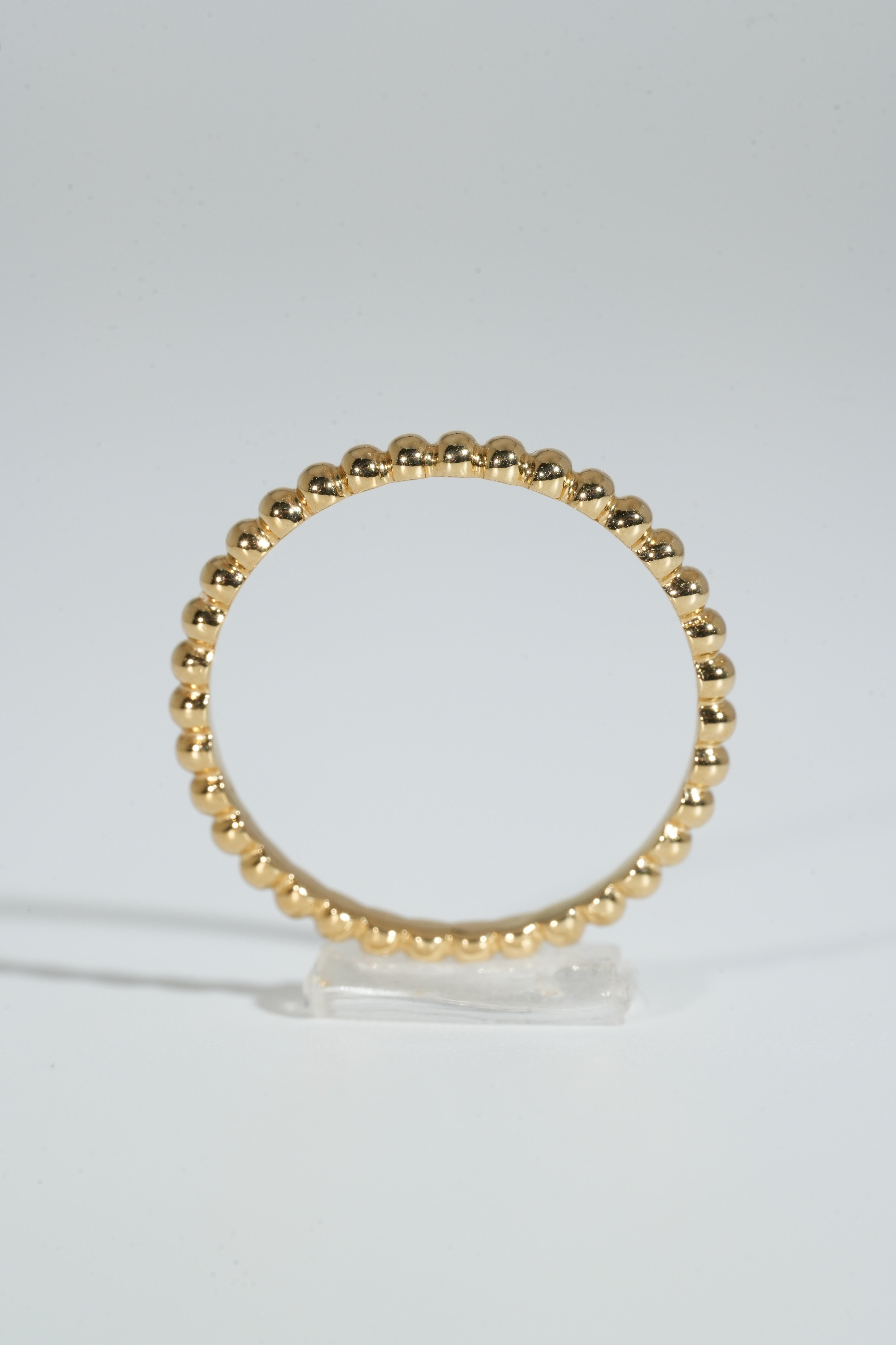 18K Gold Beaded Band Ring