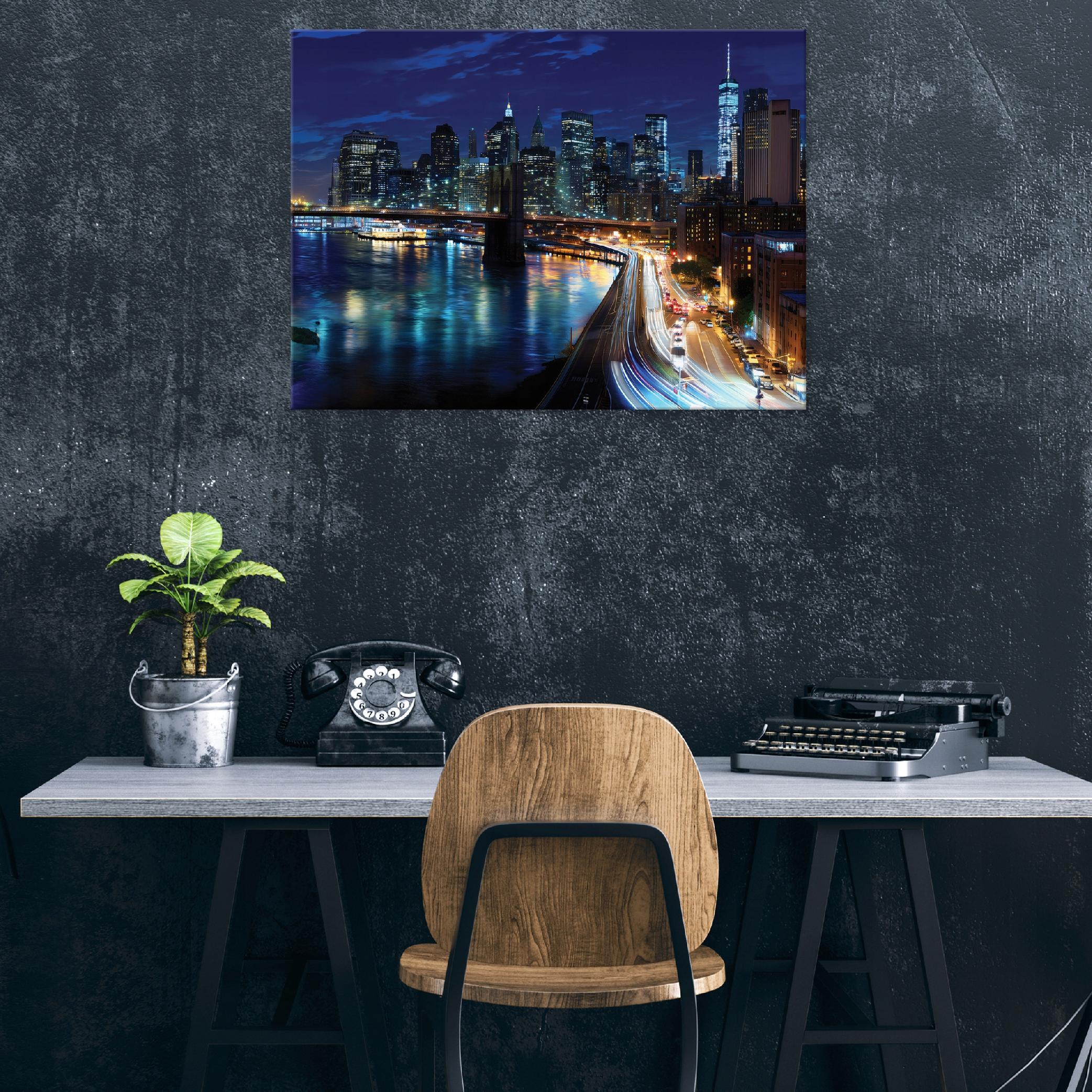 Night city panorama light painting for bedroom or living room on canvas 40x30