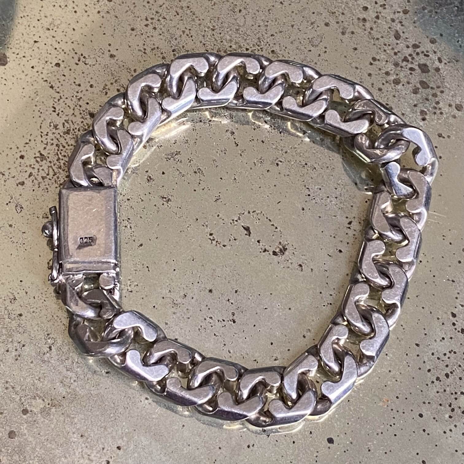 Heavy Sterling Silver Chain Bracelet Vintage