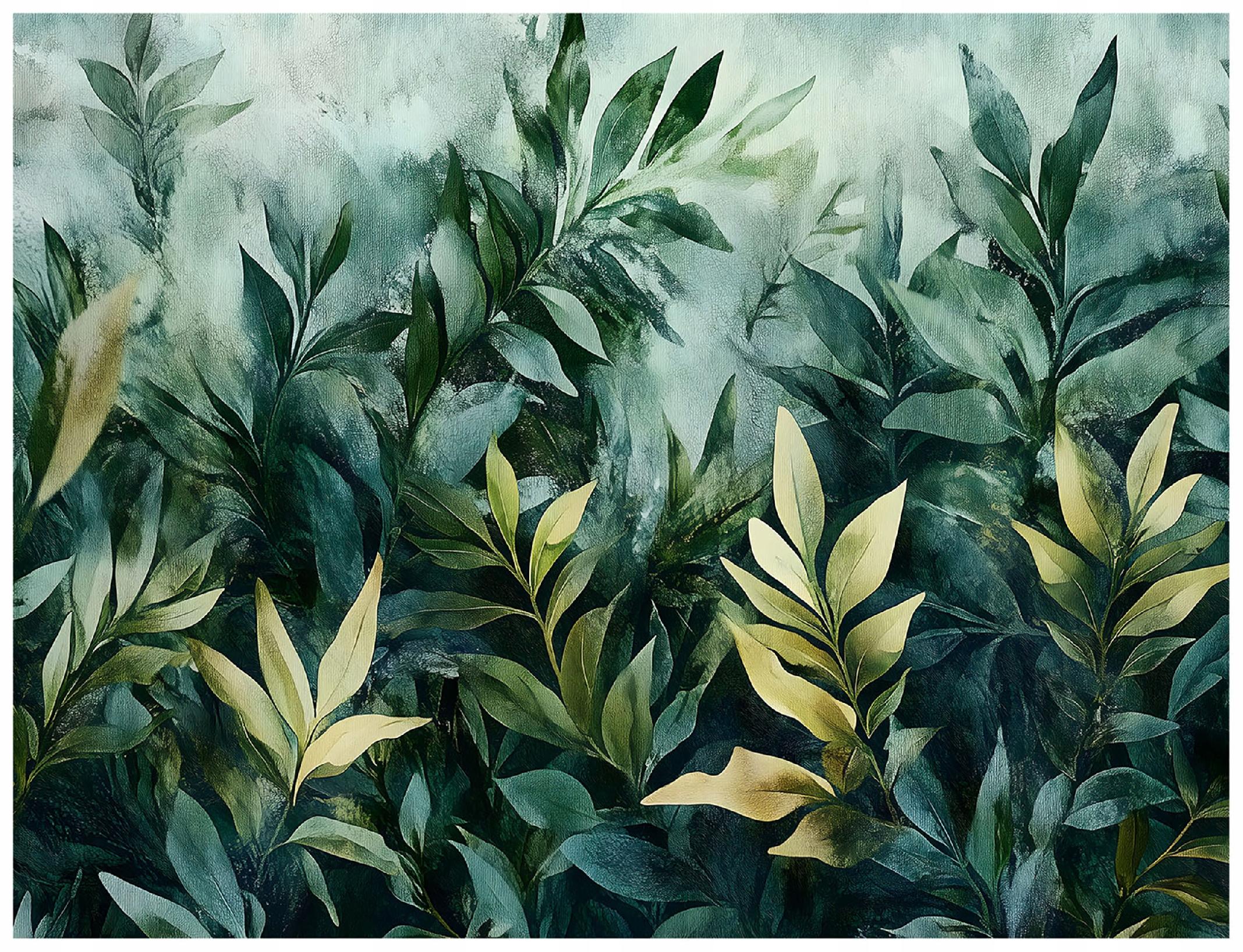 Green leaves nature wall mural for bedroom or living room, wallpaper