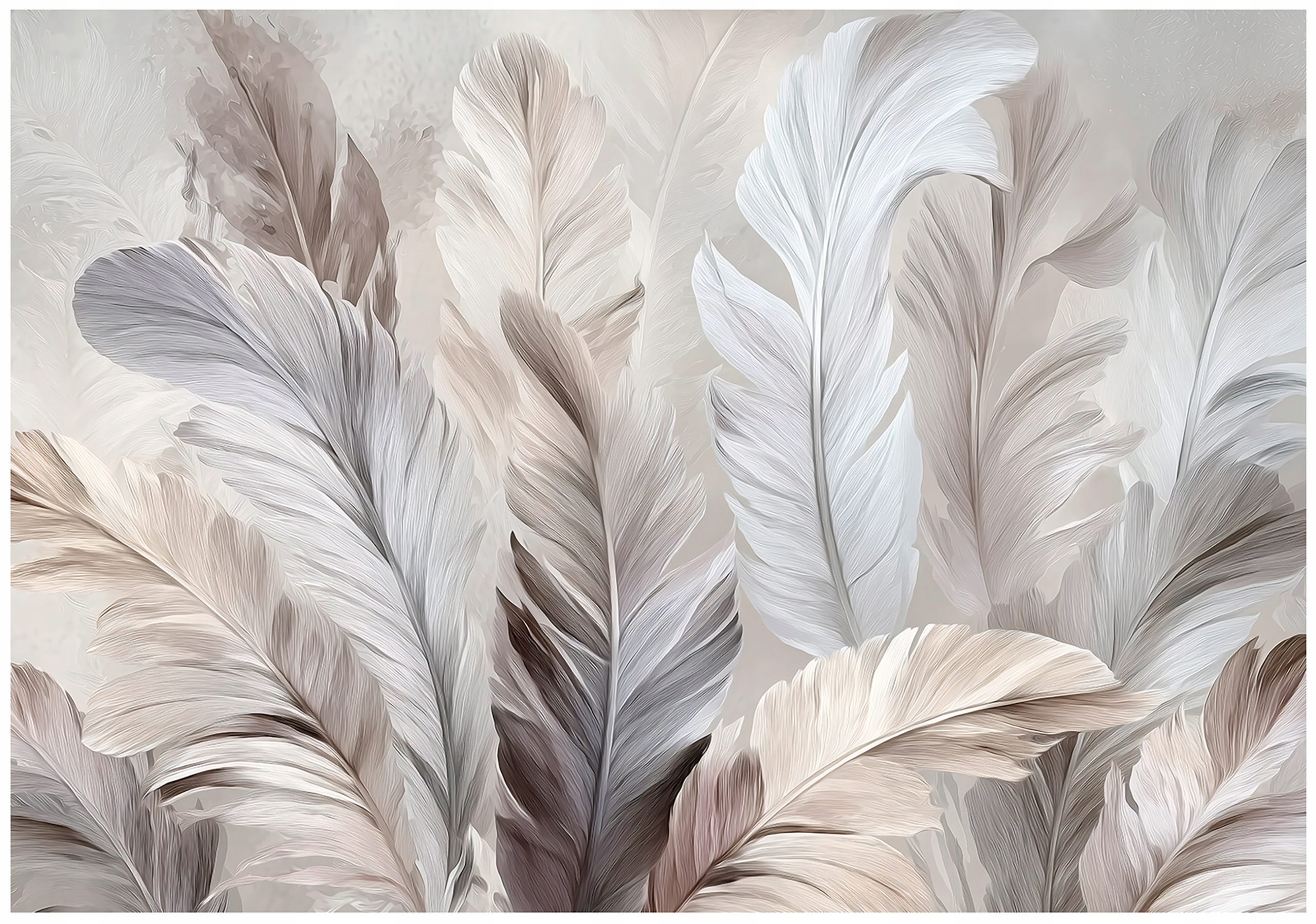 Boho abstract feather wall mural for the bedroom or living room