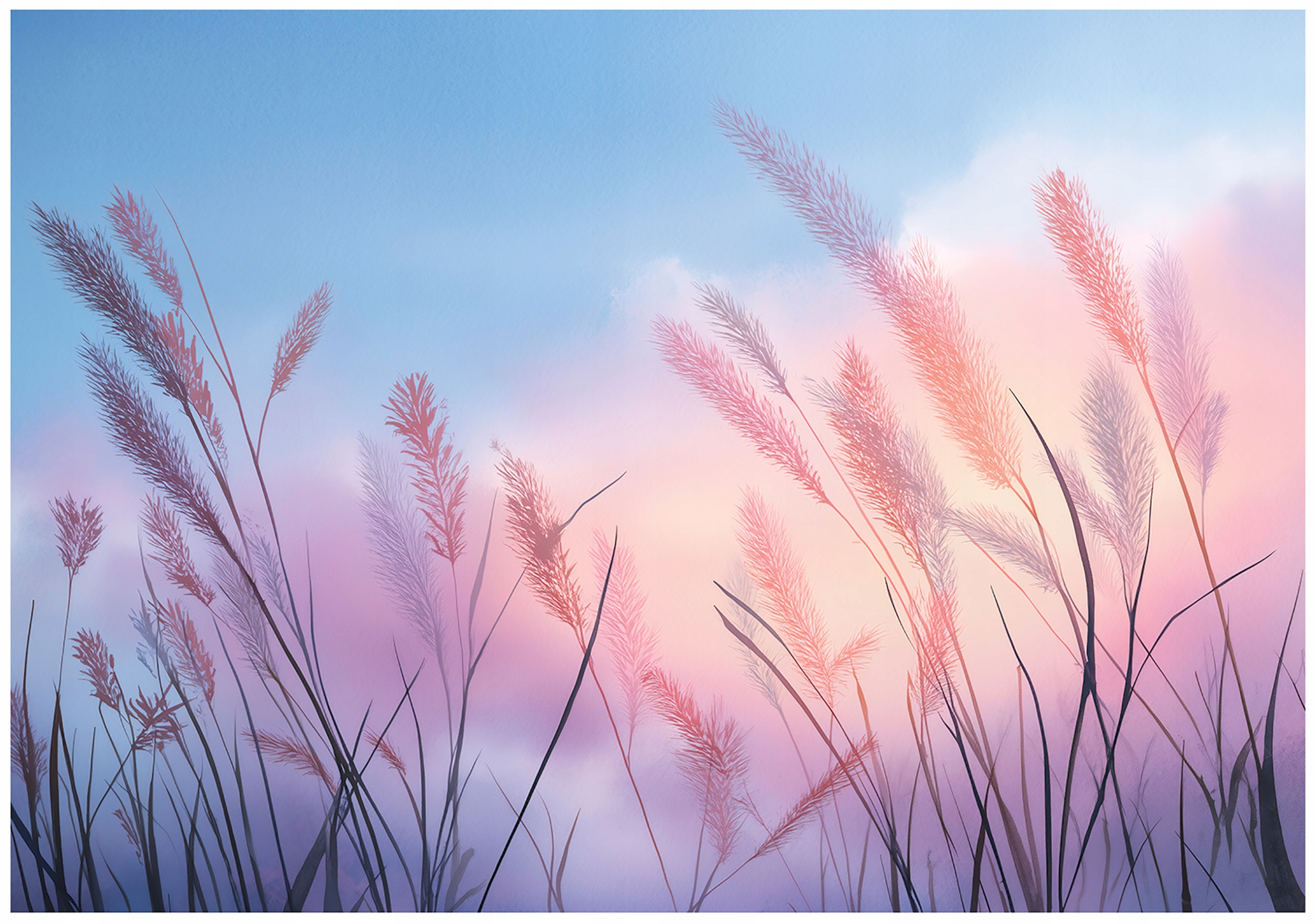 Pampas Grass Wall Mural – Nature-themed Wallpaper for Bedrooms and Living Rooms (Non-woven, 150x105)