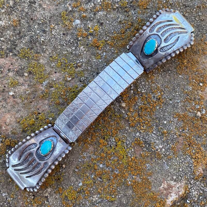 Old Maisel's Trading Post Navajo Turquoise Watch Band 925