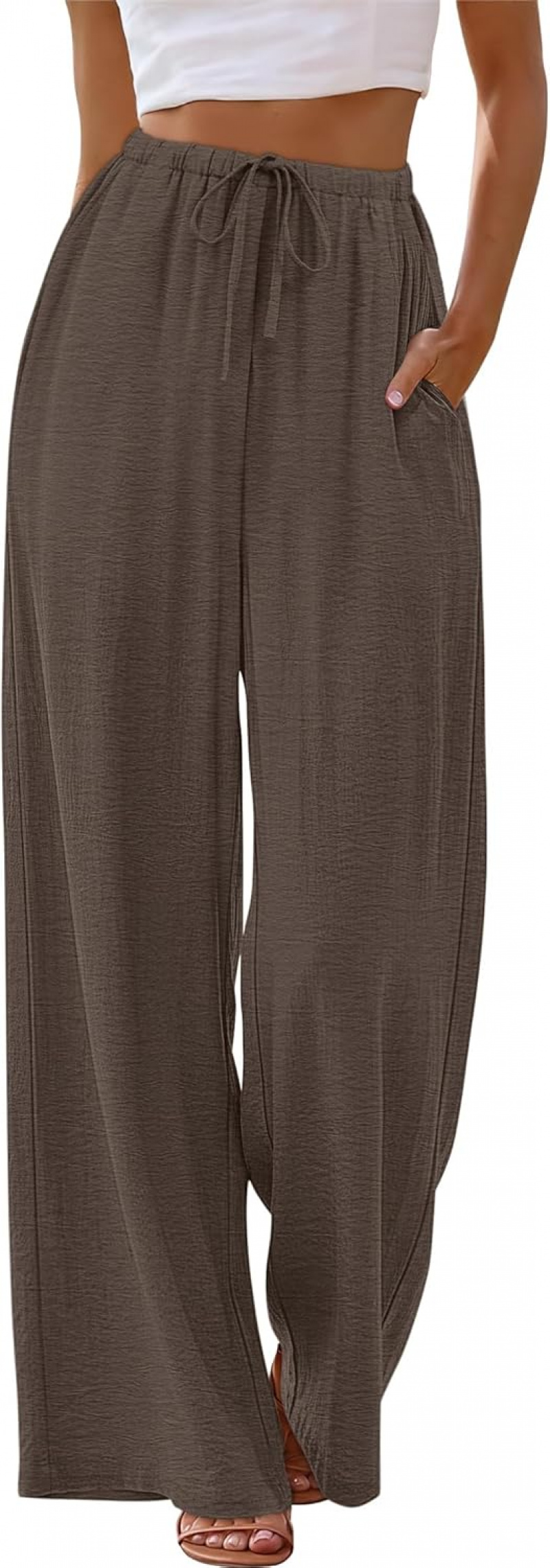 Wide Leg Pants for Women Flowy Palazzo Drawstring