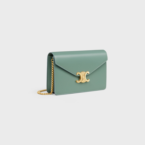 WALLET ON CHAIN MARGO IN SHINY CALFSKIN CELADON