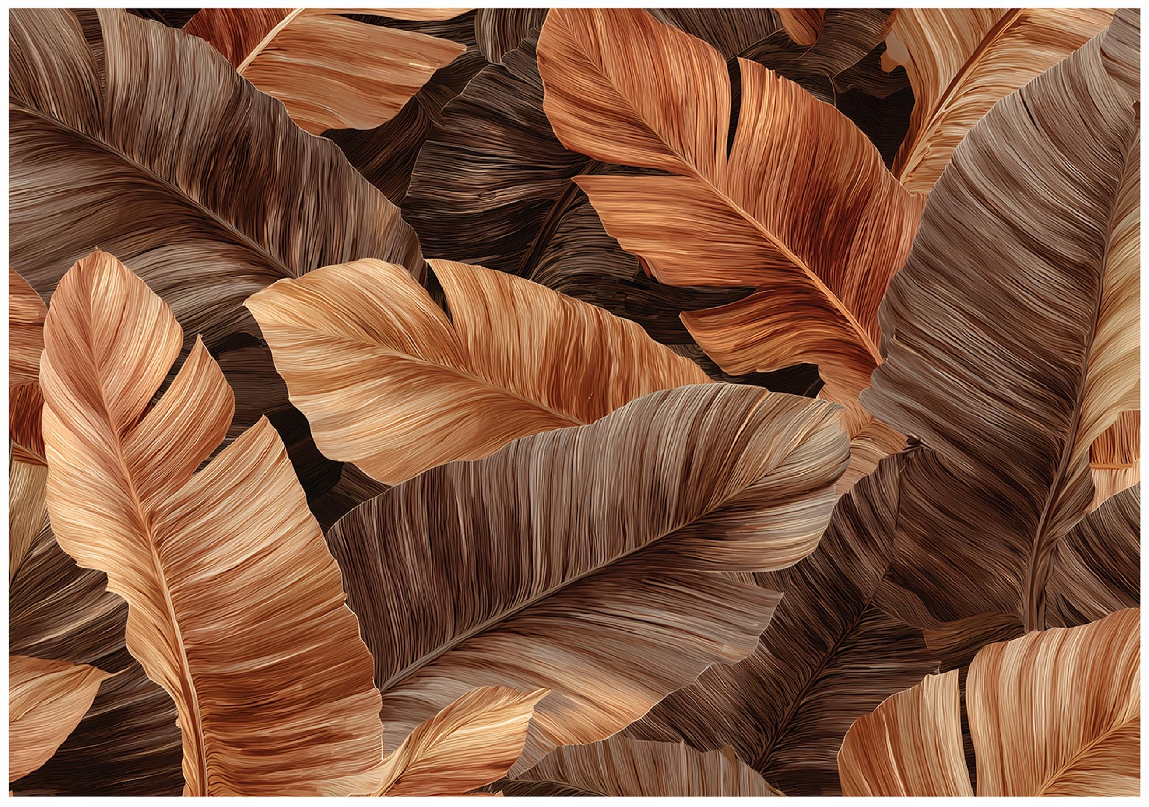 Abstract brown leaves wall mural for bedroom or living room, non-woven wallpaper,