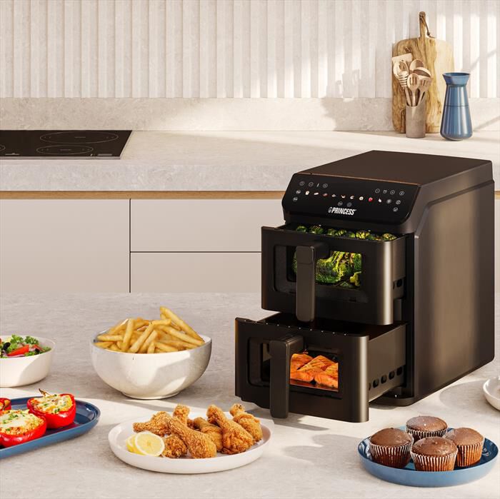 PRINCESS - Friggitrice ad aria DUAL VERTICAL-Nero