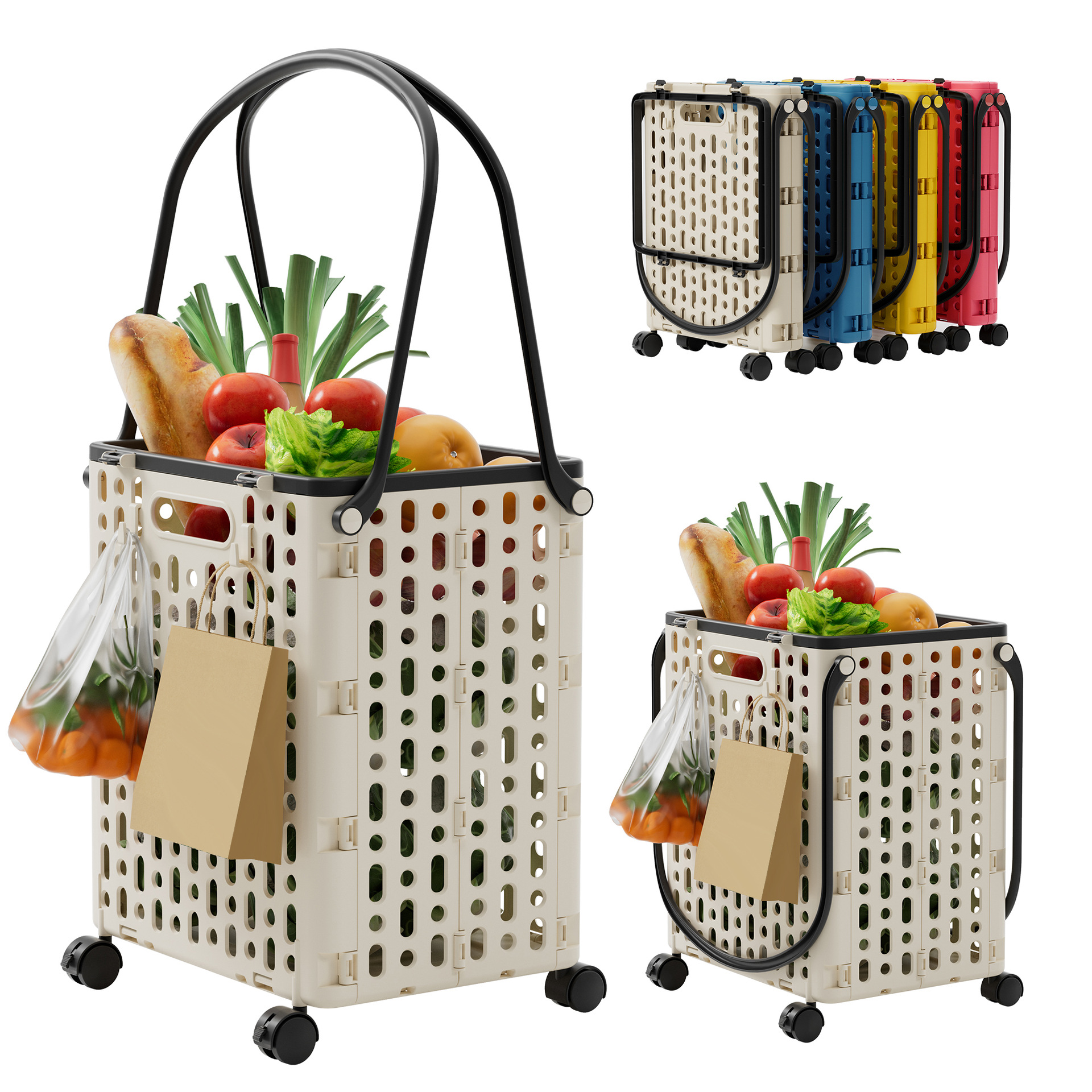 Household shopping cart folding trolley portable express trolley wheeled grocery shopping cart