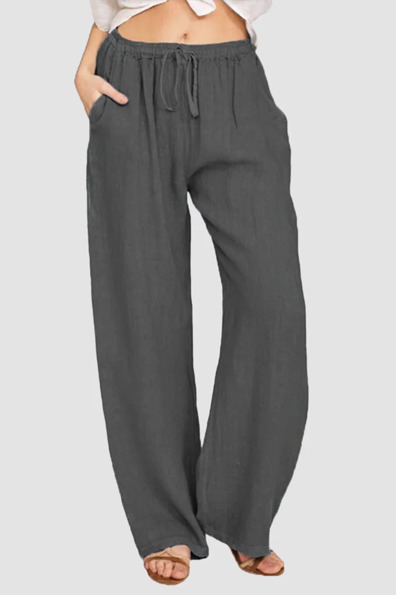 Womens Classic Loose Cotton Linen Casual Trousers