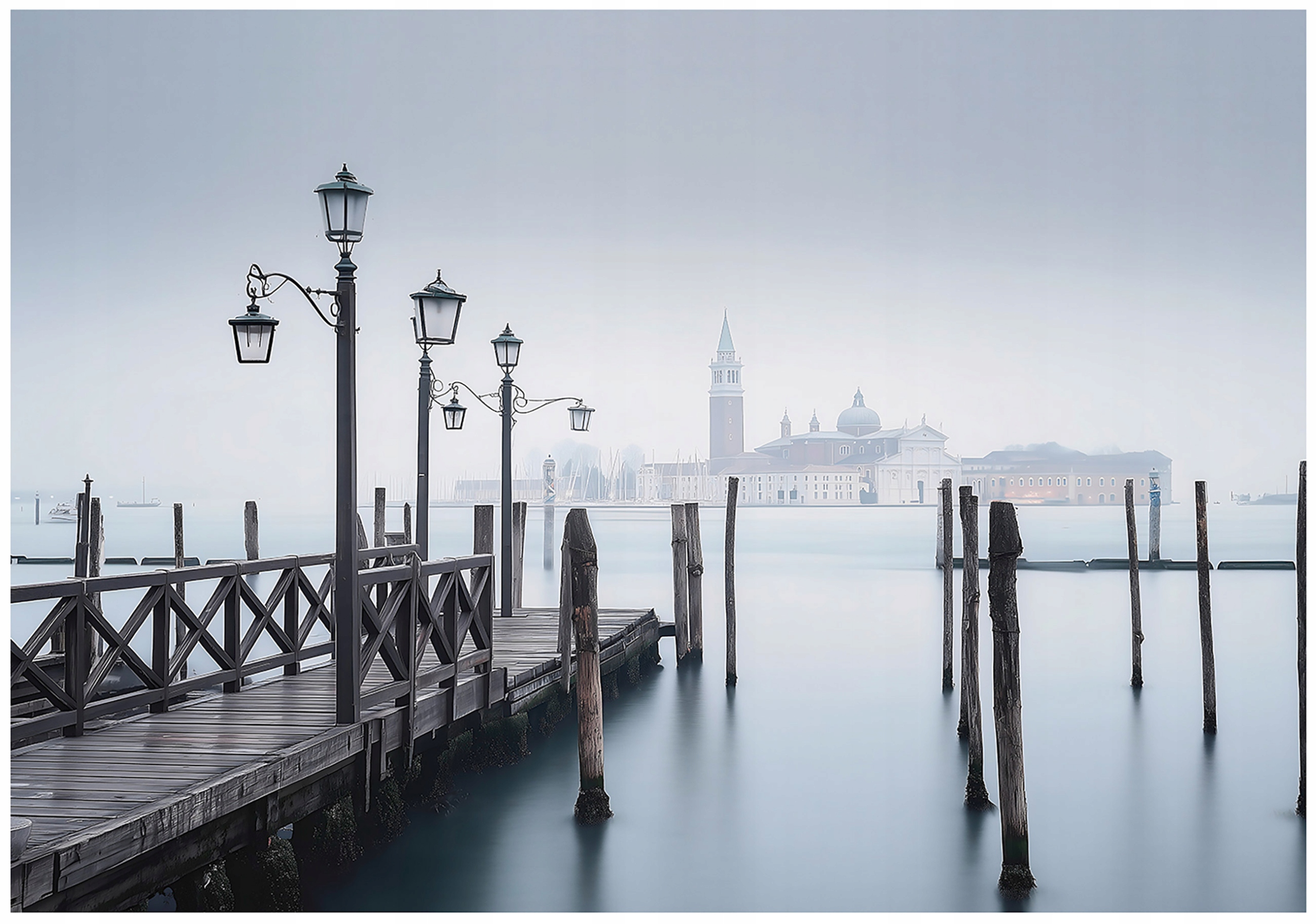 Photo wallpaper pier city nature fog bedroom living room wallpaper non-woven