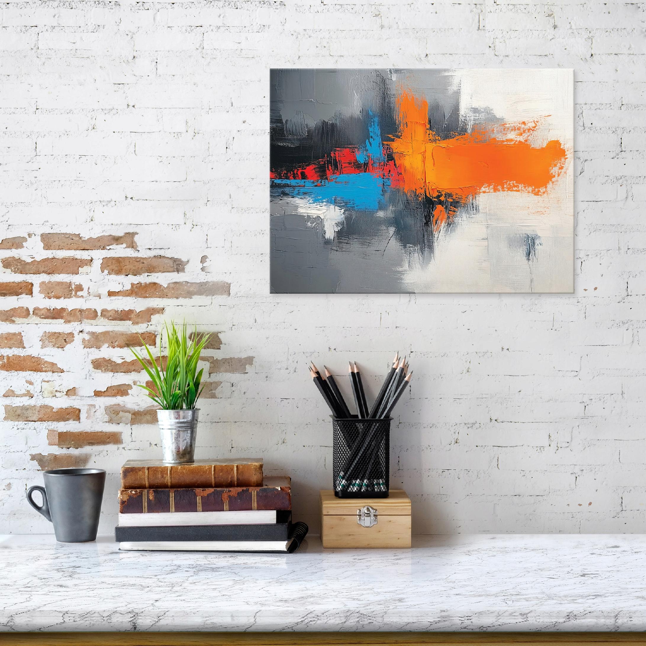 Abstract gray colorful painting for the bedroom or living room on canvas, 40x30
