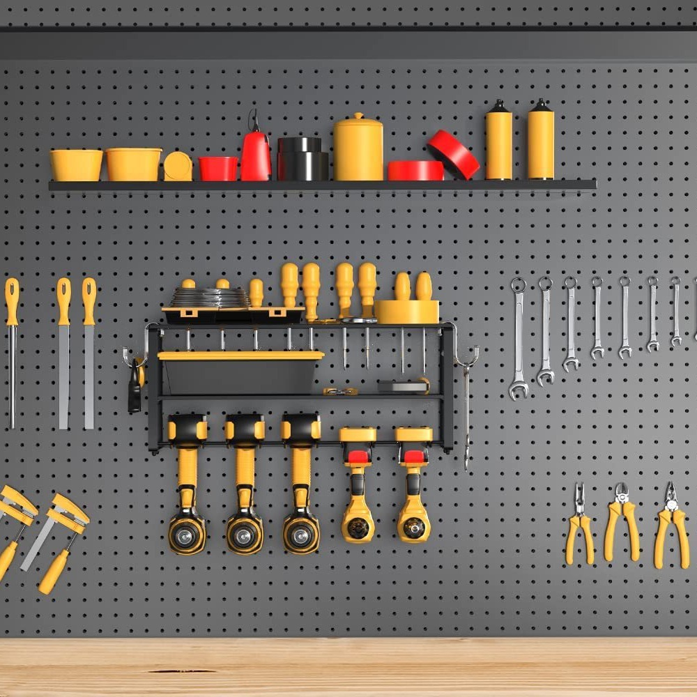 Garage tool storage rack tool storage rack hand drill screwdriver tool rack wall-mounted rechargeable drill storage rack