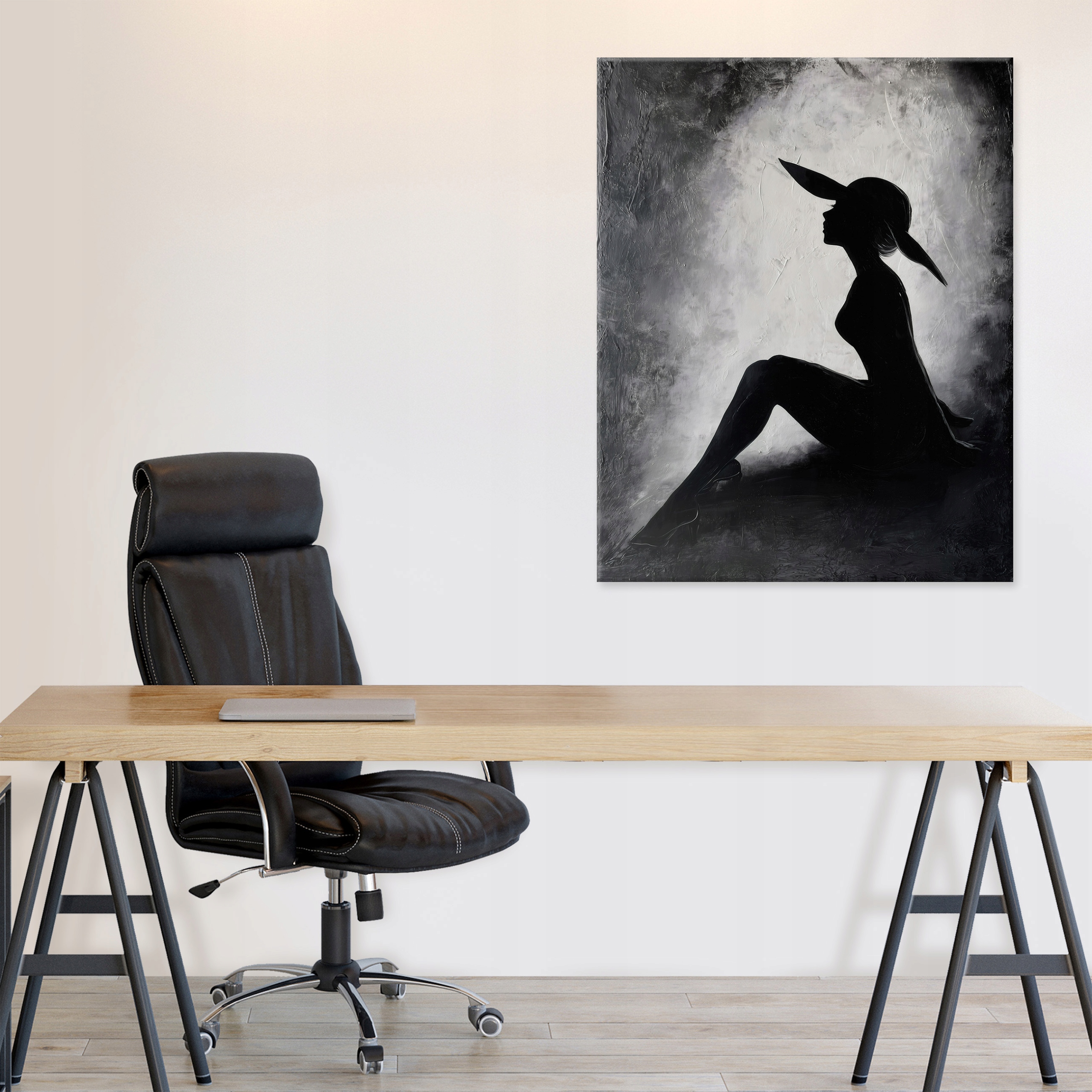 Abstract painting of a woman in a hat for the bedroom or living room, on canvas, 40x30