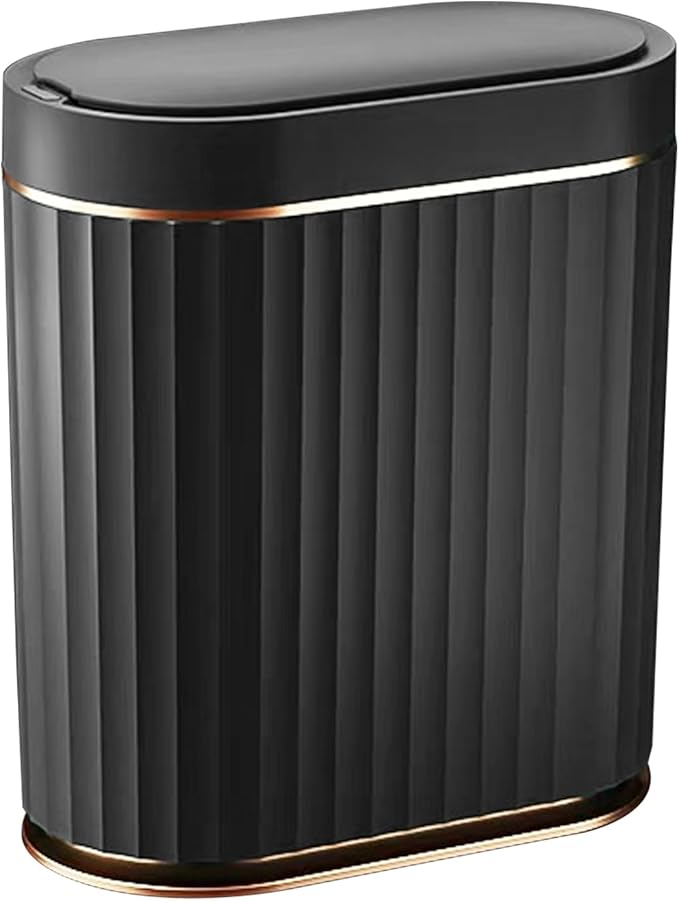 SMARTTOSS Black Bathroom Trash Can with