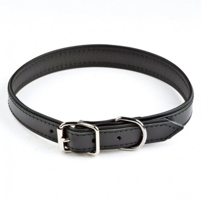 Feel Leather skinnhalsbånd med fôr svart