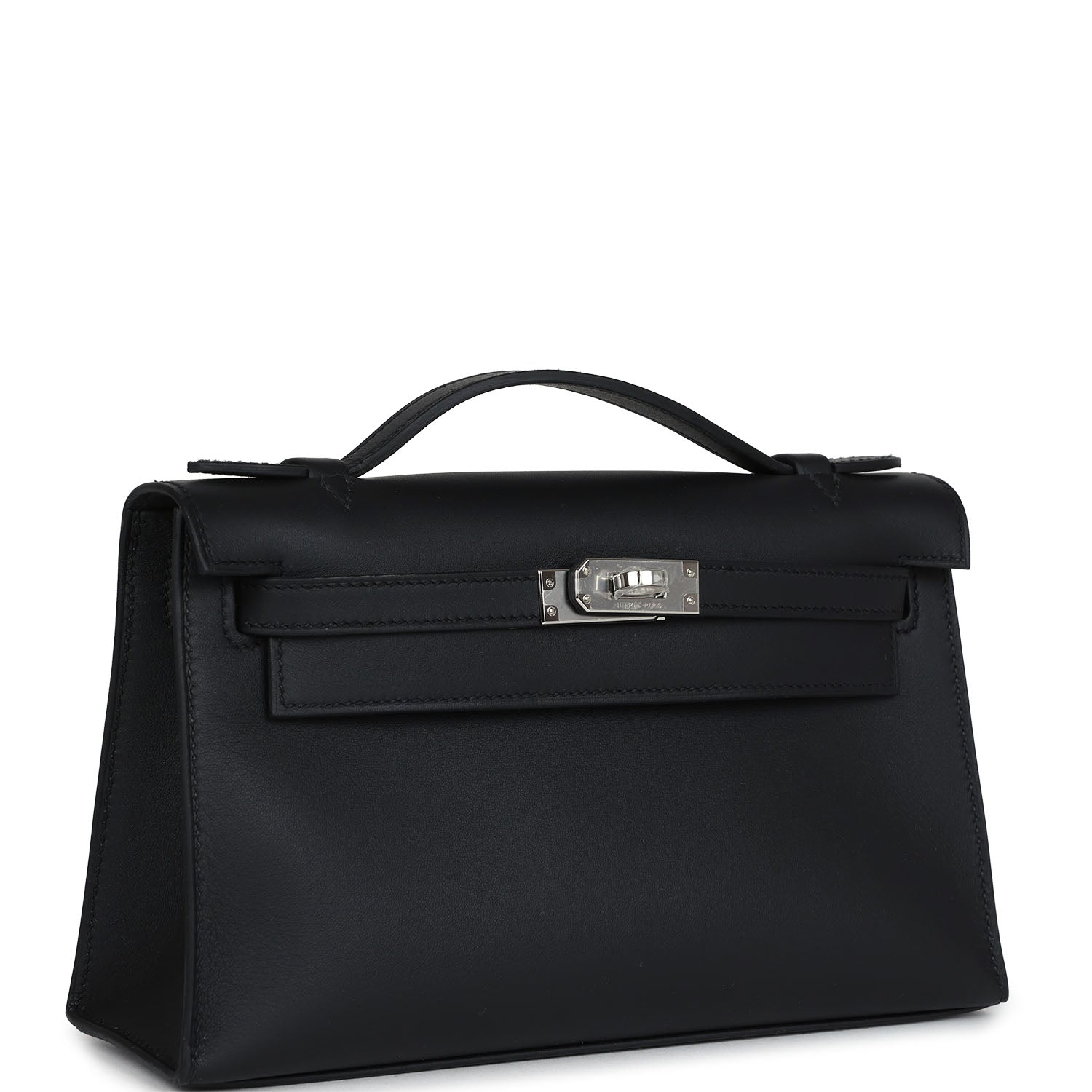 Kelly Pochette Black Swift Palladium Hardware