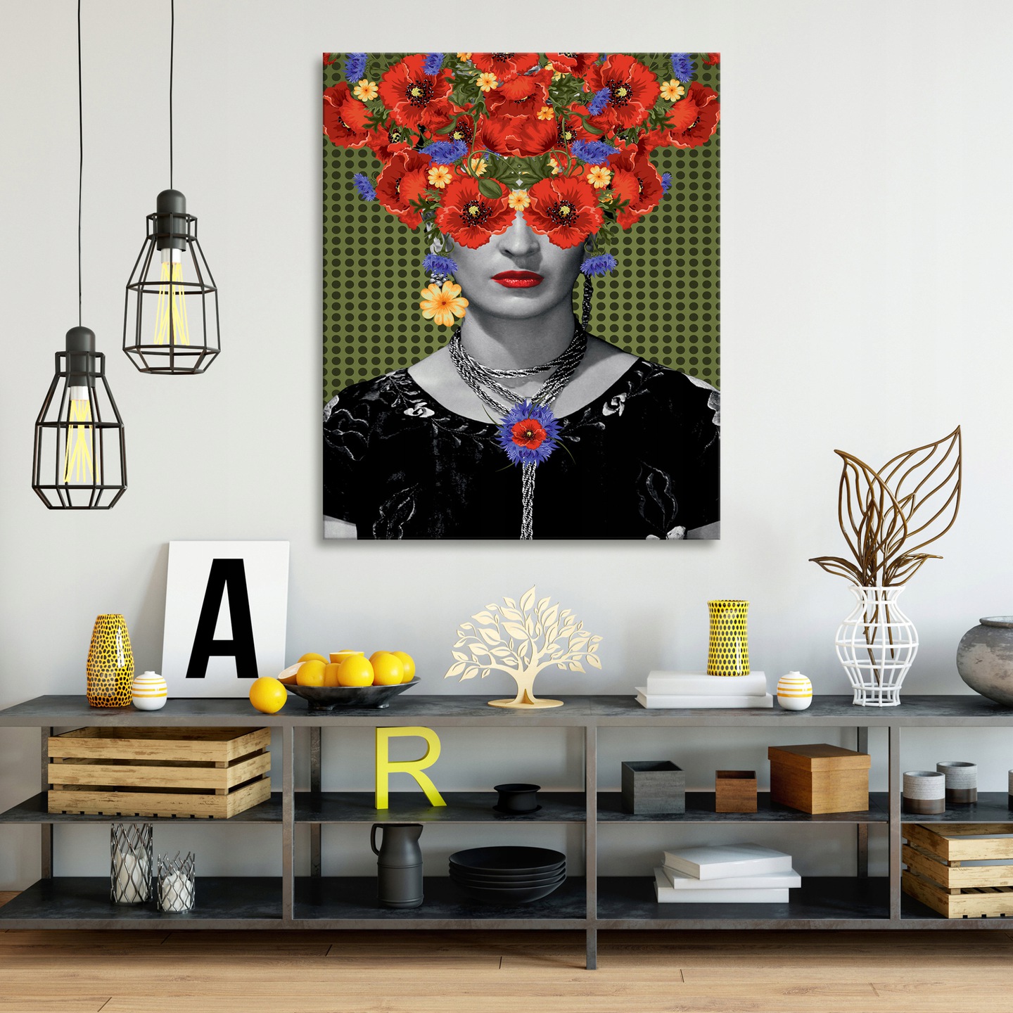 Frida Kahlo painting for the living room, large, modern, 60x40