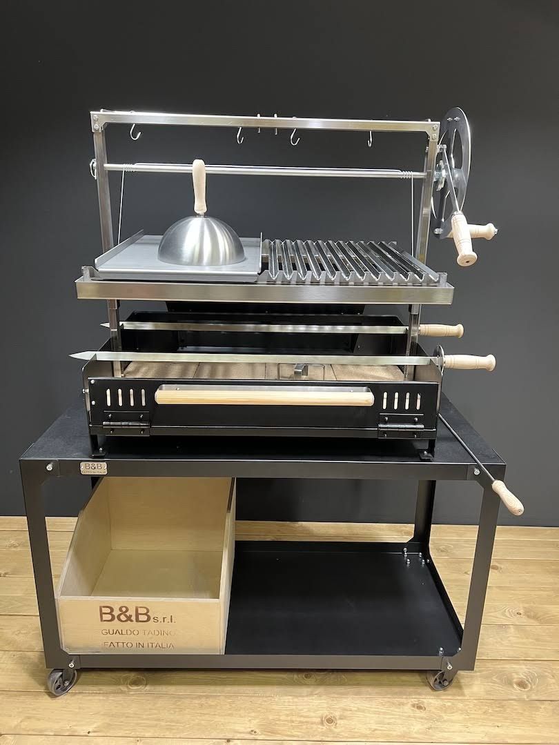 Parrilla argentina professionale in acciaio inox e al carbonio con griglia a saliscendi - Parrilla Big Nero