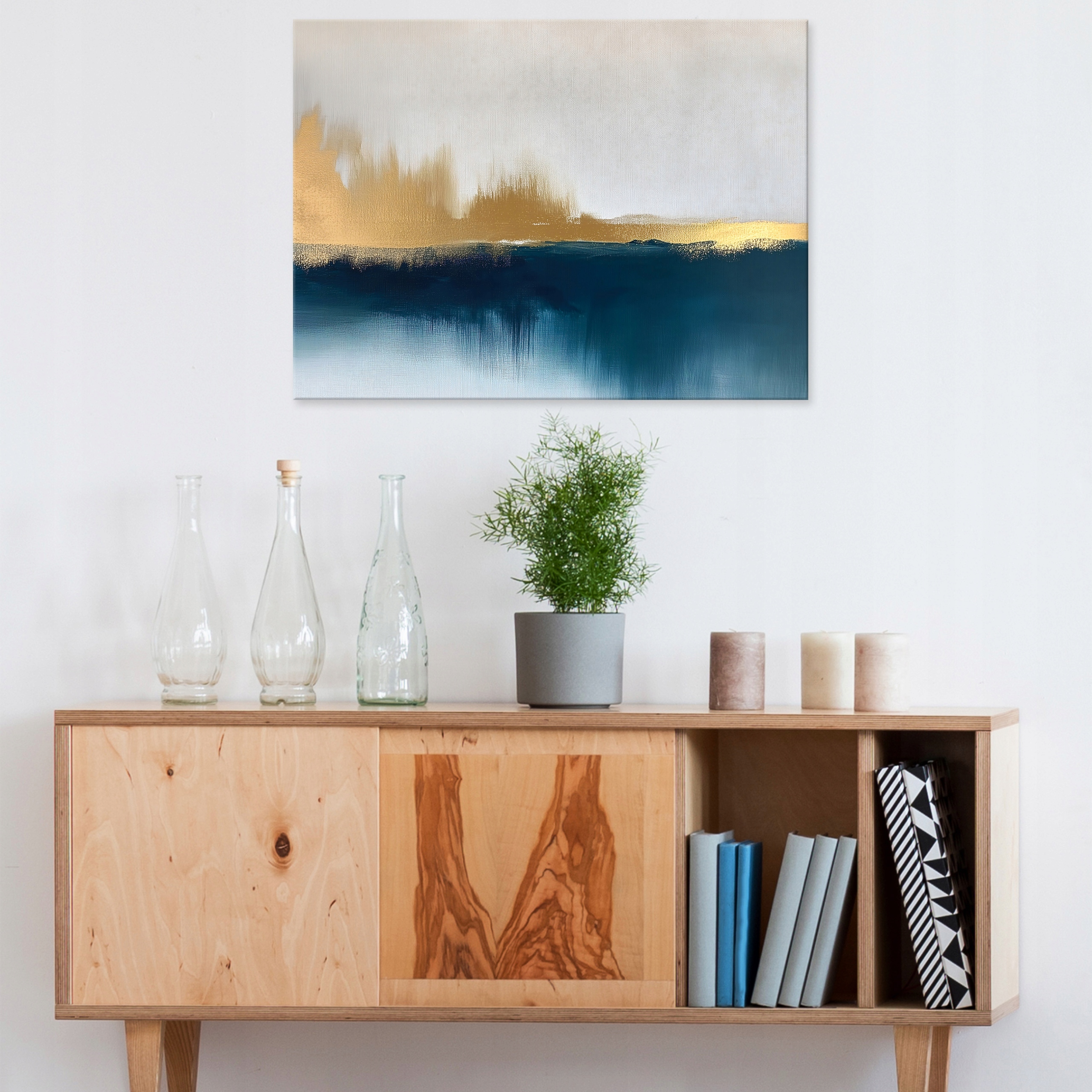 Abstract painting, gray and gold, loft style, for bedroom or living room, on canvas, 40x30