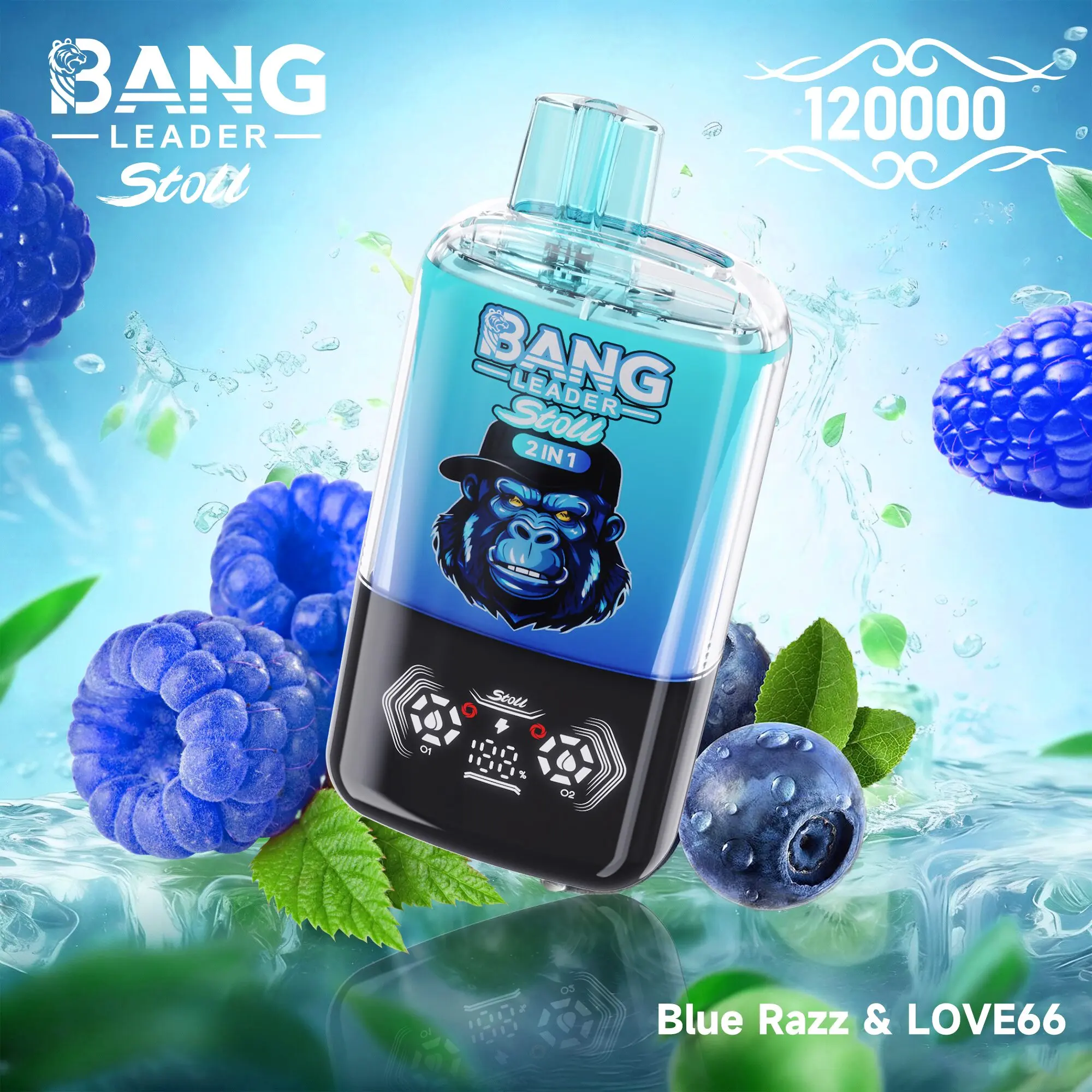 【New Arrive】Bang Leader Stoll 120K 120000 Puffs Double Taste&Anti-Leak Design LED Display Disposable Vape