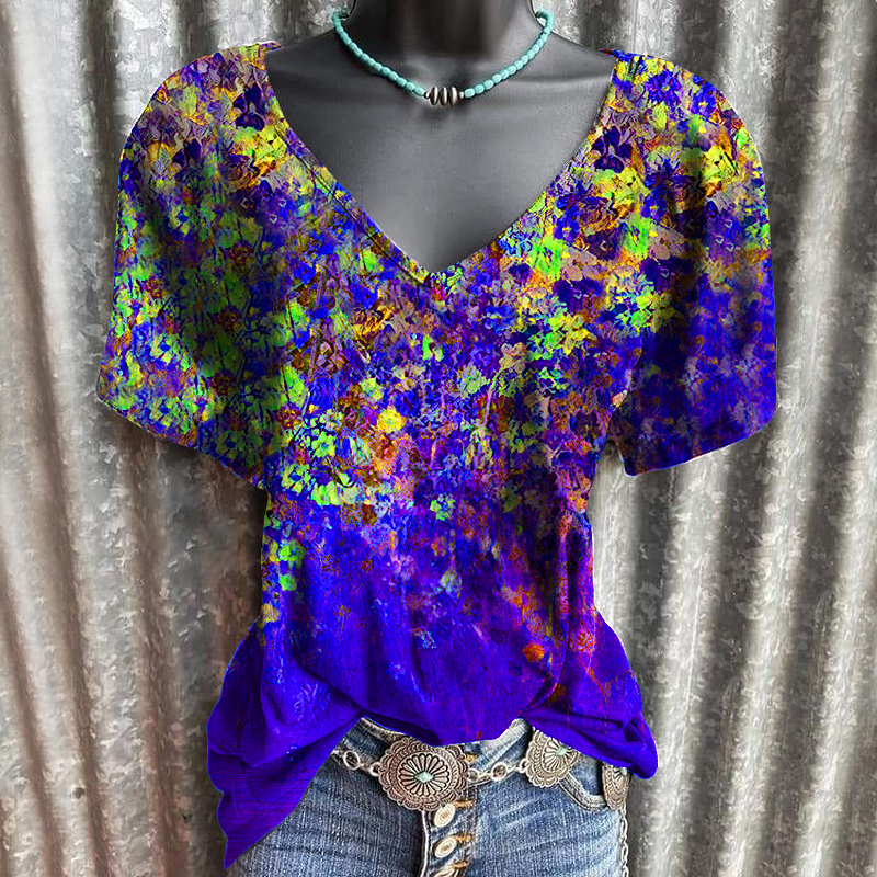 Short Sleeve Floral Shift Shirts & Tops