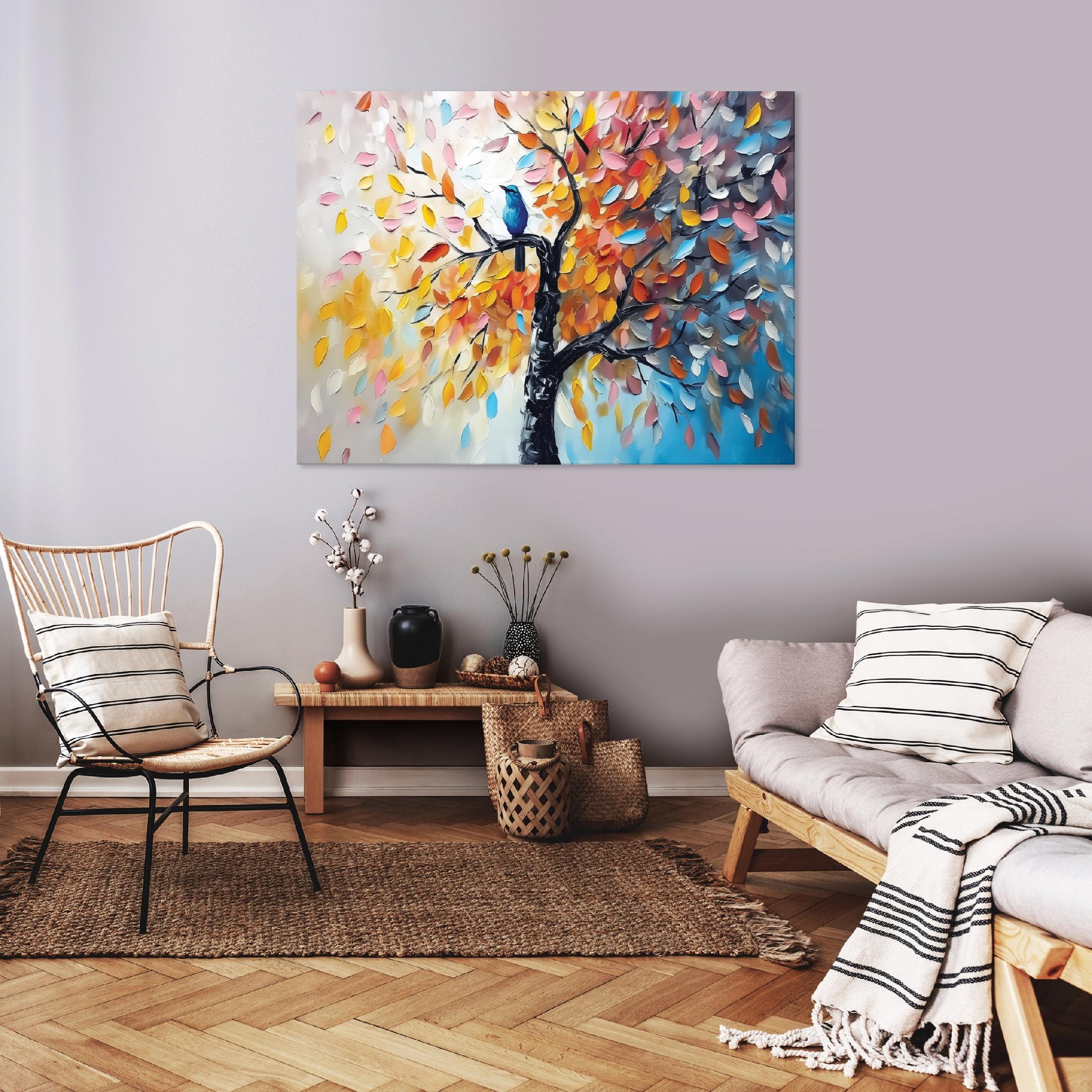 3D abstract modern tree painting on canvas (100x70 cm) for the bedroom or living room