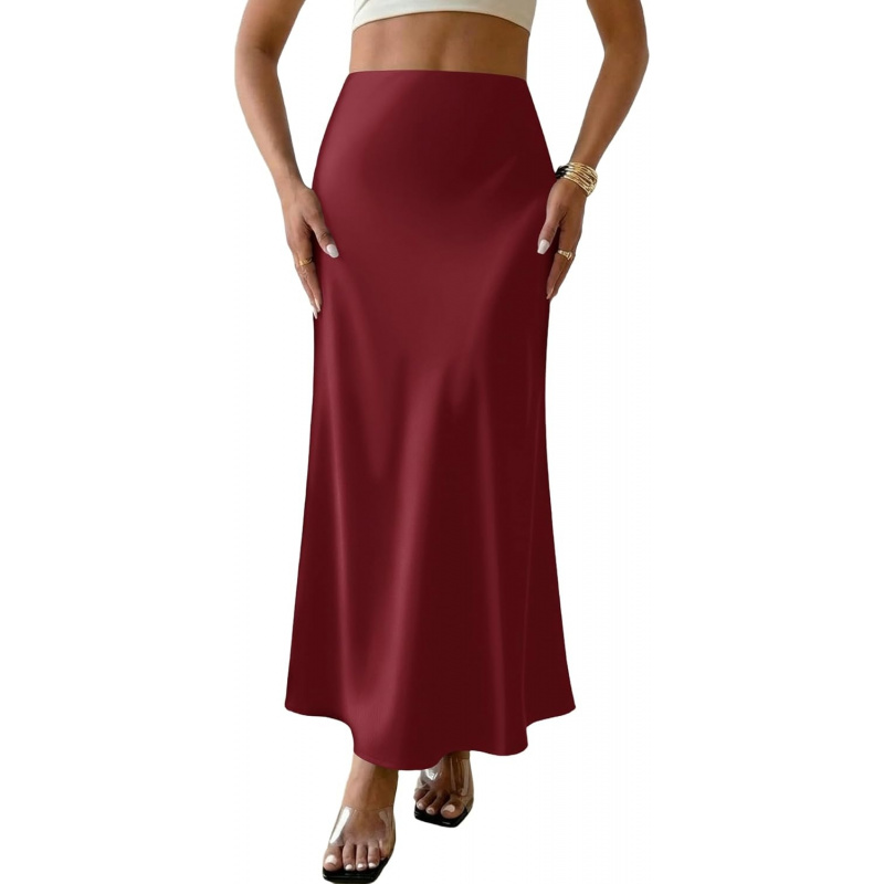 Women's Satin Maxi Skirt Long A Line