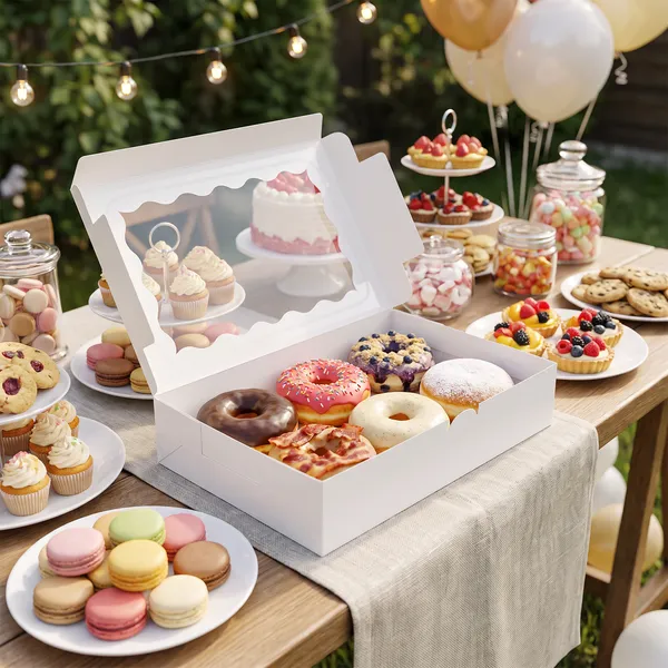 White Bakery Cookie Box with Scalloped PET Window