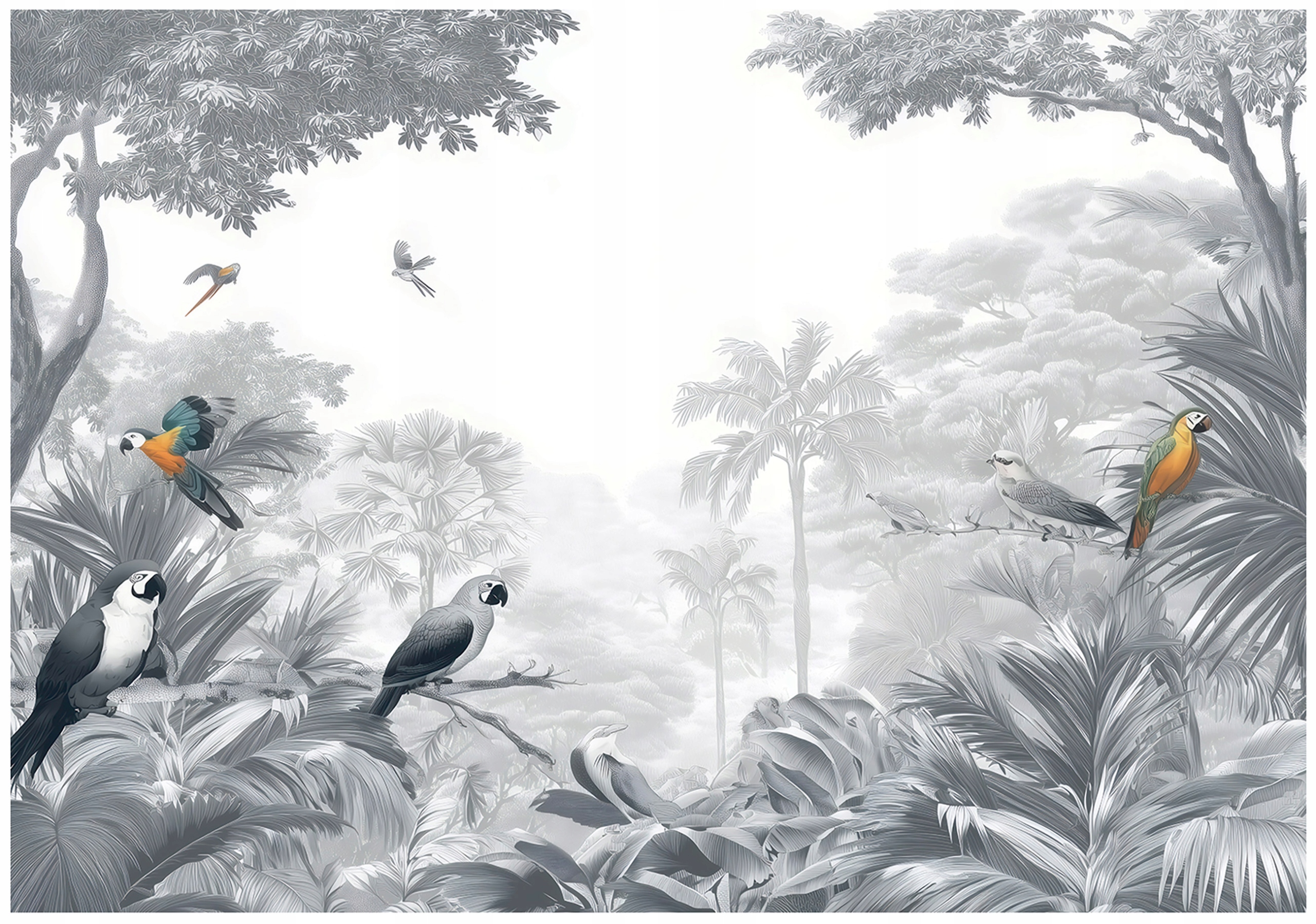 Jungle birds forest parrots wall mural for bedroom living room non-woven fabric