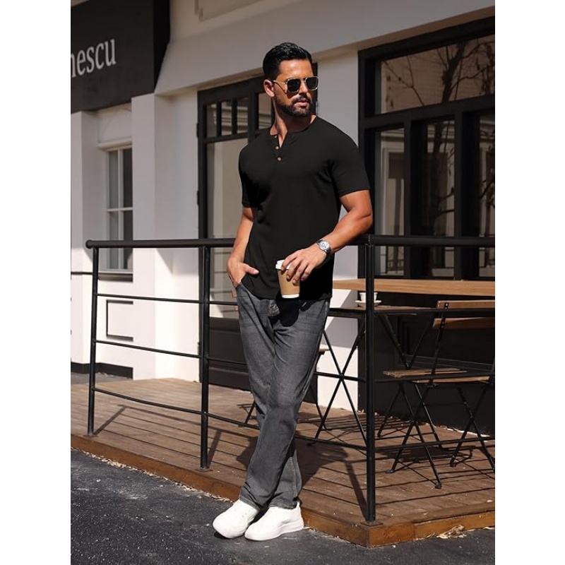 Mens Muscle Henley Shirts