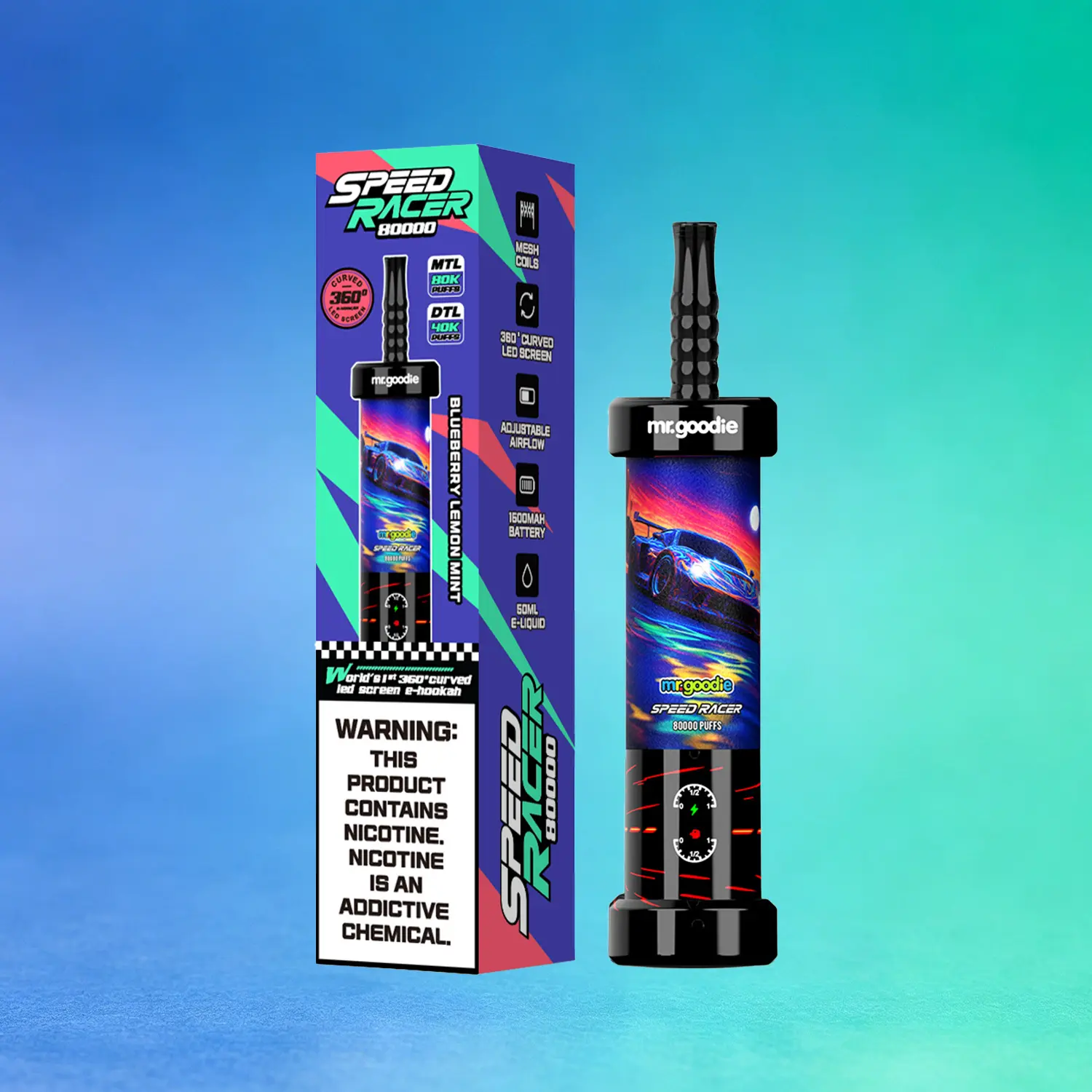 Mr. Goodie Speed Racer 80K 80000 Puffs Disposable Vape Dual Mode Rechargeable LED Display E-Cigarette