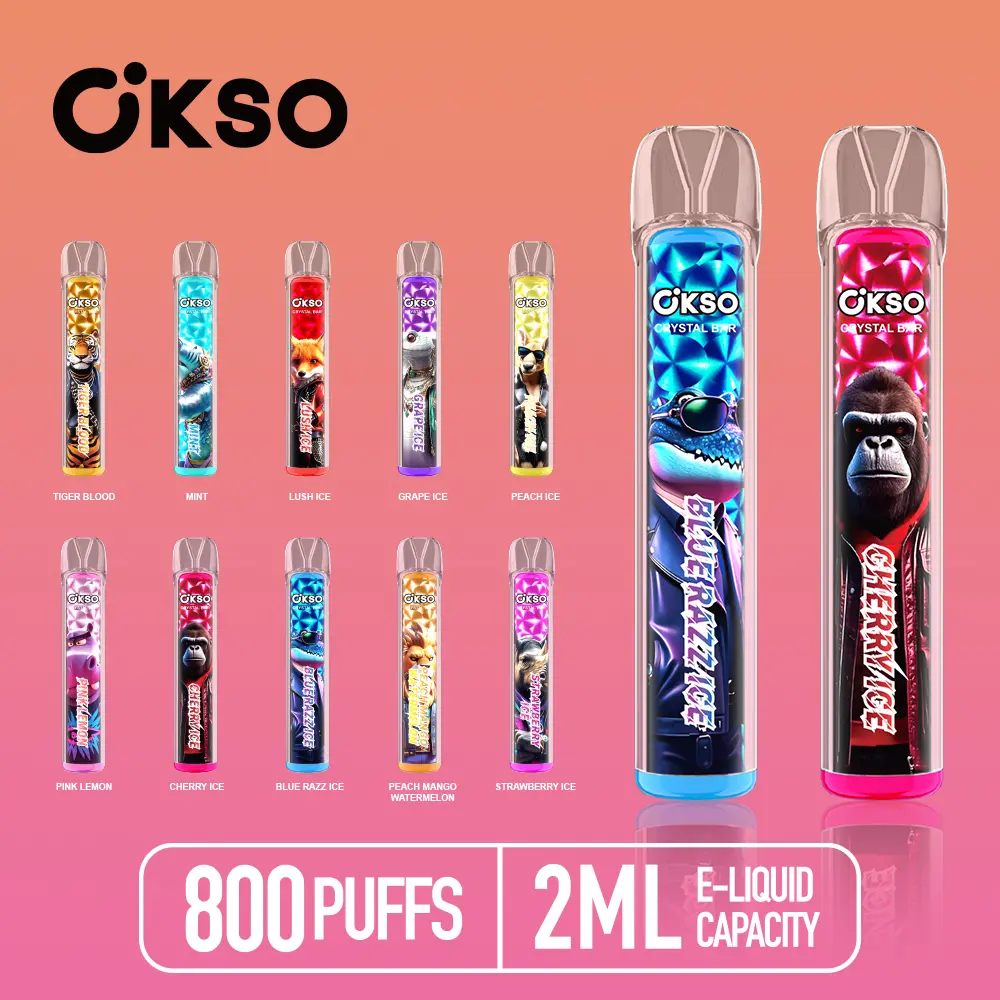 （3 pieces）OKSO Crystal Bar 800 Puffs 0% 2% 3% 5% Nicotine Original Disposable Vape Pen