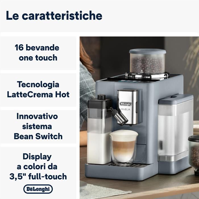 DE LONGHI - Macchina da caffè automatica RIVELIA EXAM440.55.G-Grigio (pebble grey)
