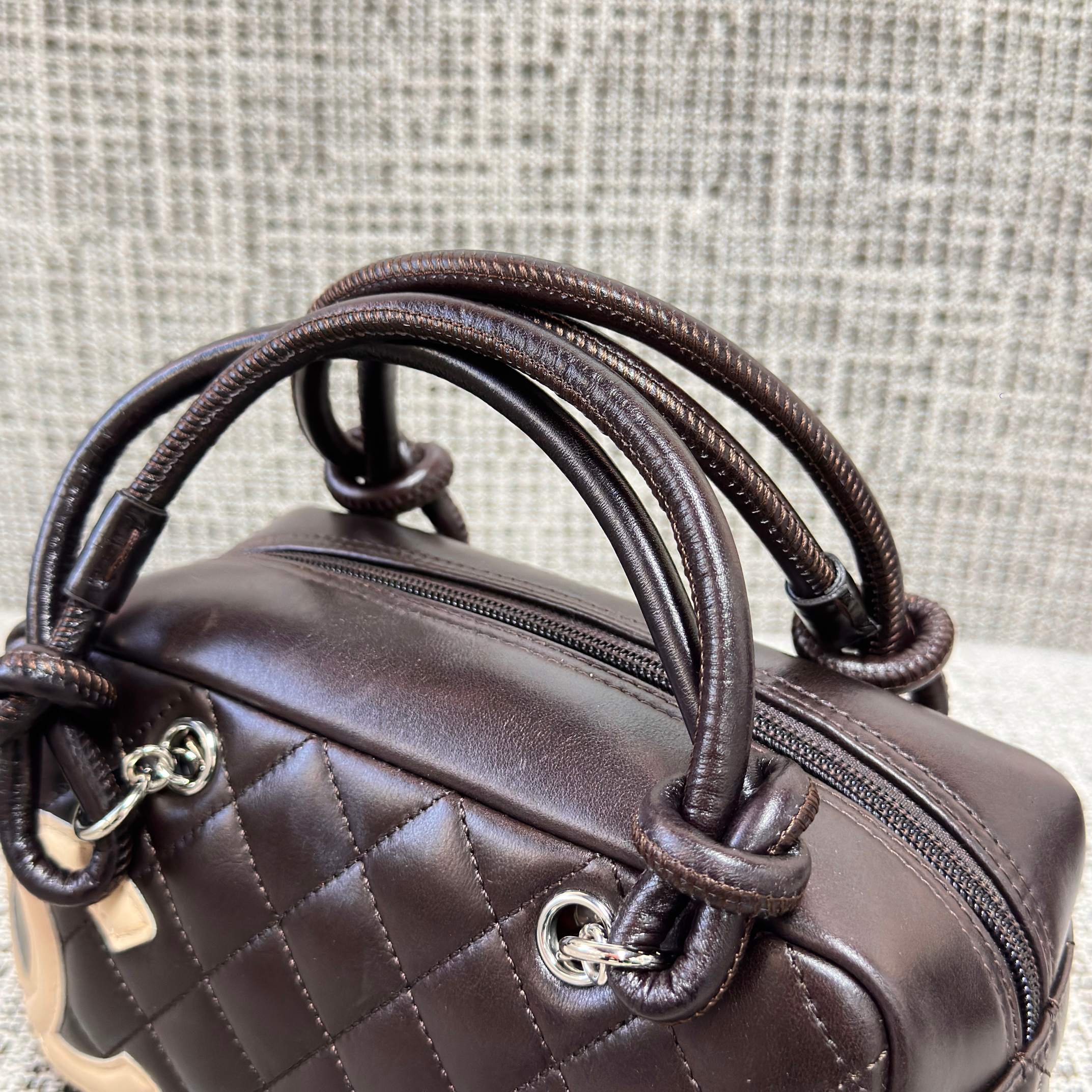 Cambon Quilted Lambskin Mini Boston Bag  Bowling Bag - Mocuir