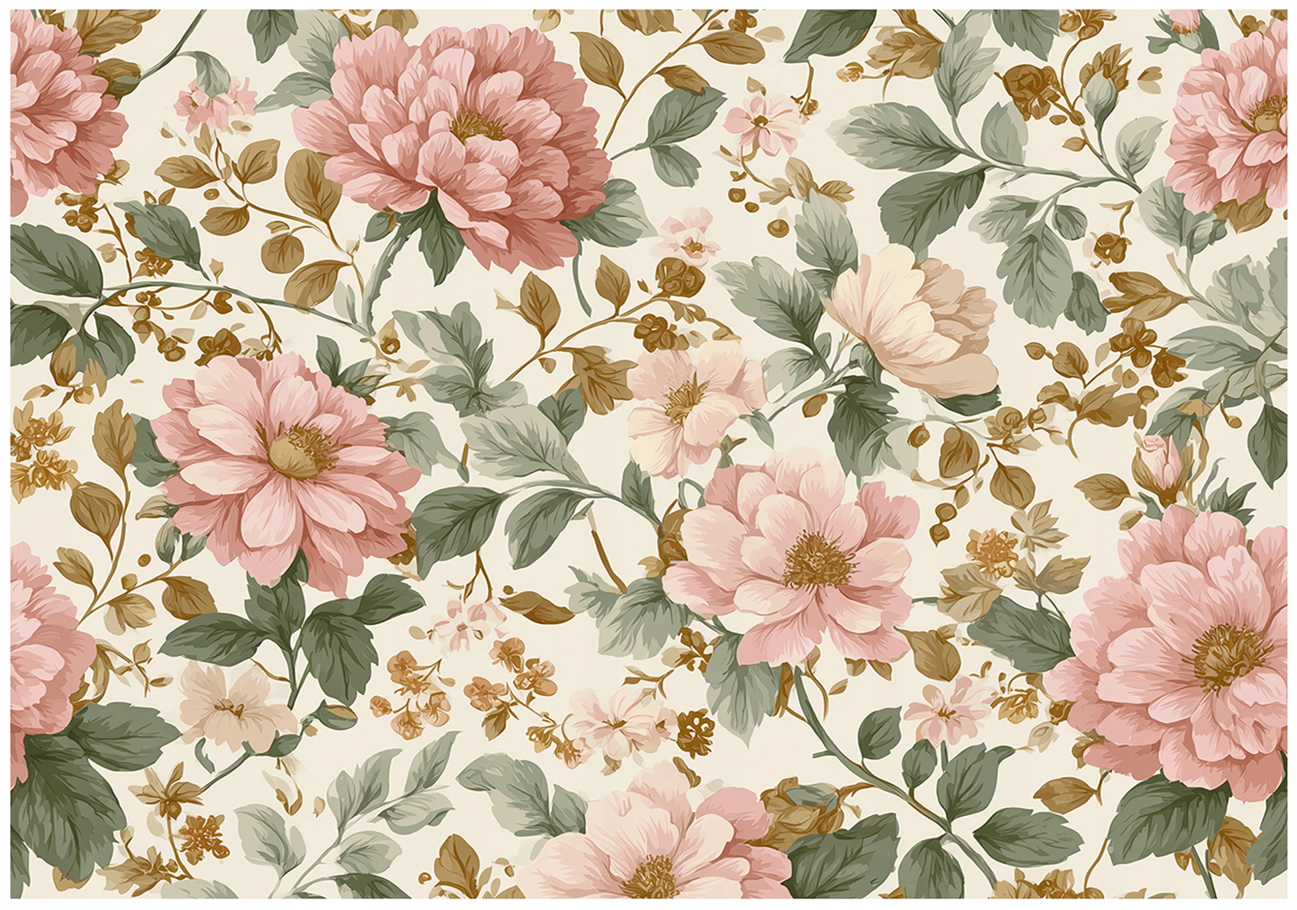 Vintage flowers and leaves wall mural for bedroom or living room, non-woven wallpaper,