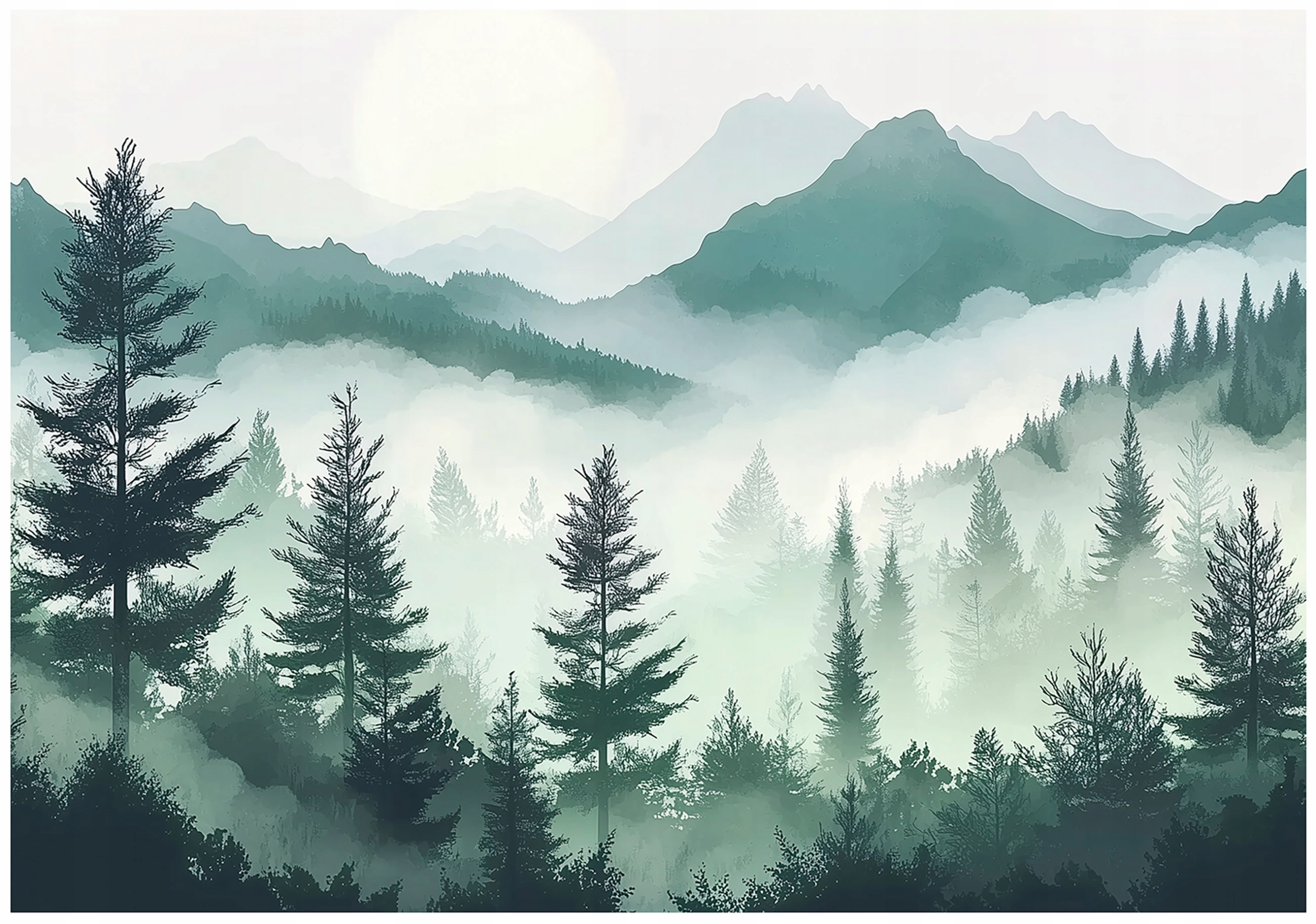 Wall mural forest mountains landscape nature bedroom living room wallpaper non-woven
