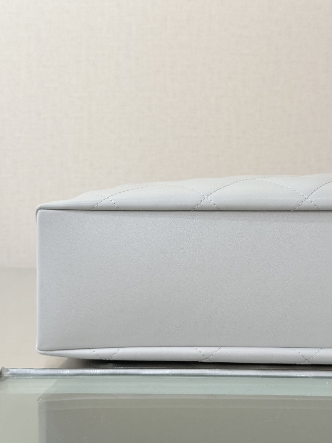 26P Hobo Shoulder Bag in Light Grey Quilted Lambskin with Light Gold-Tone Hardware - Mocuir