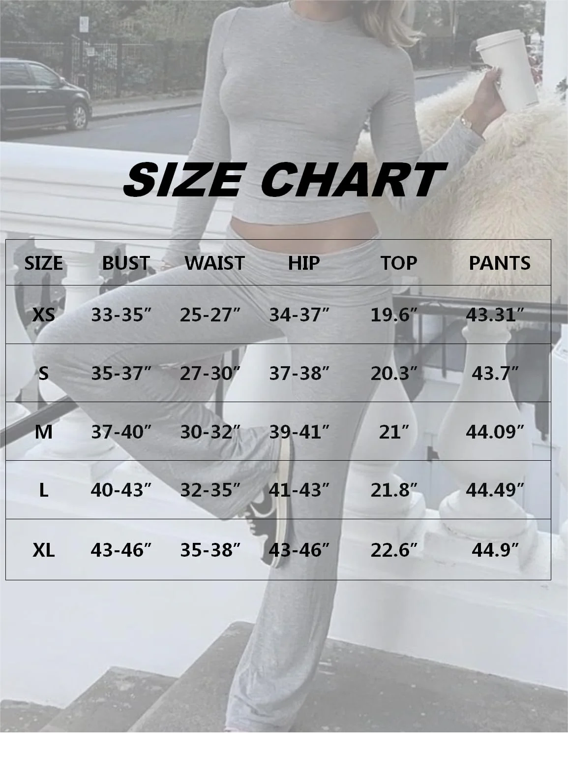 Women's 2 Piece Outfits Foldover Flare Pants Long Sleeve Crew Neck T-shirt Fitted Pajama Sets