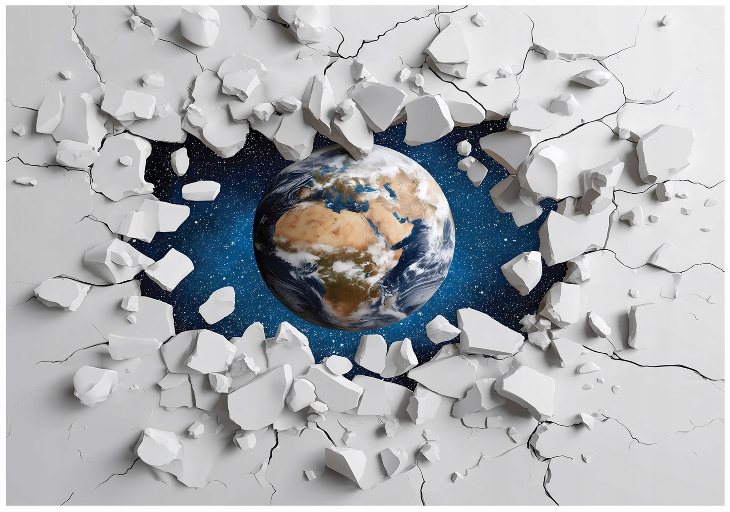 3D Earth Space Children's Wall Mural, Children's Wallpaper, Non-woven,