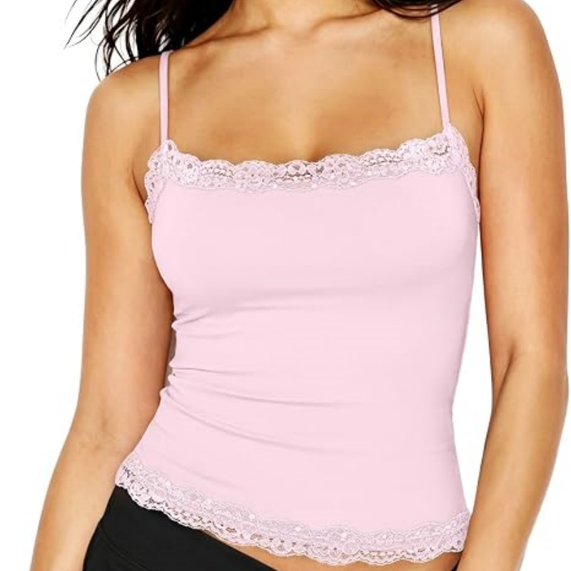 Women Lace Double Lined Camisole Top Spaghetti Strap Going Out Tank Top