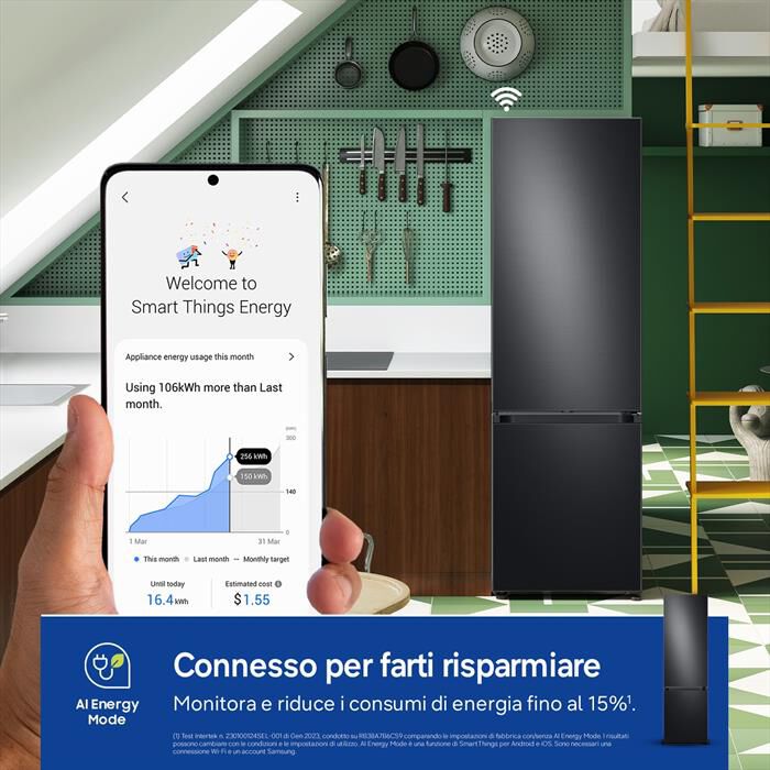 SAMSUNG - Frigorifero combinato RB38C7B6AB1/EF BESPOKE 387l-ANTHRACITE