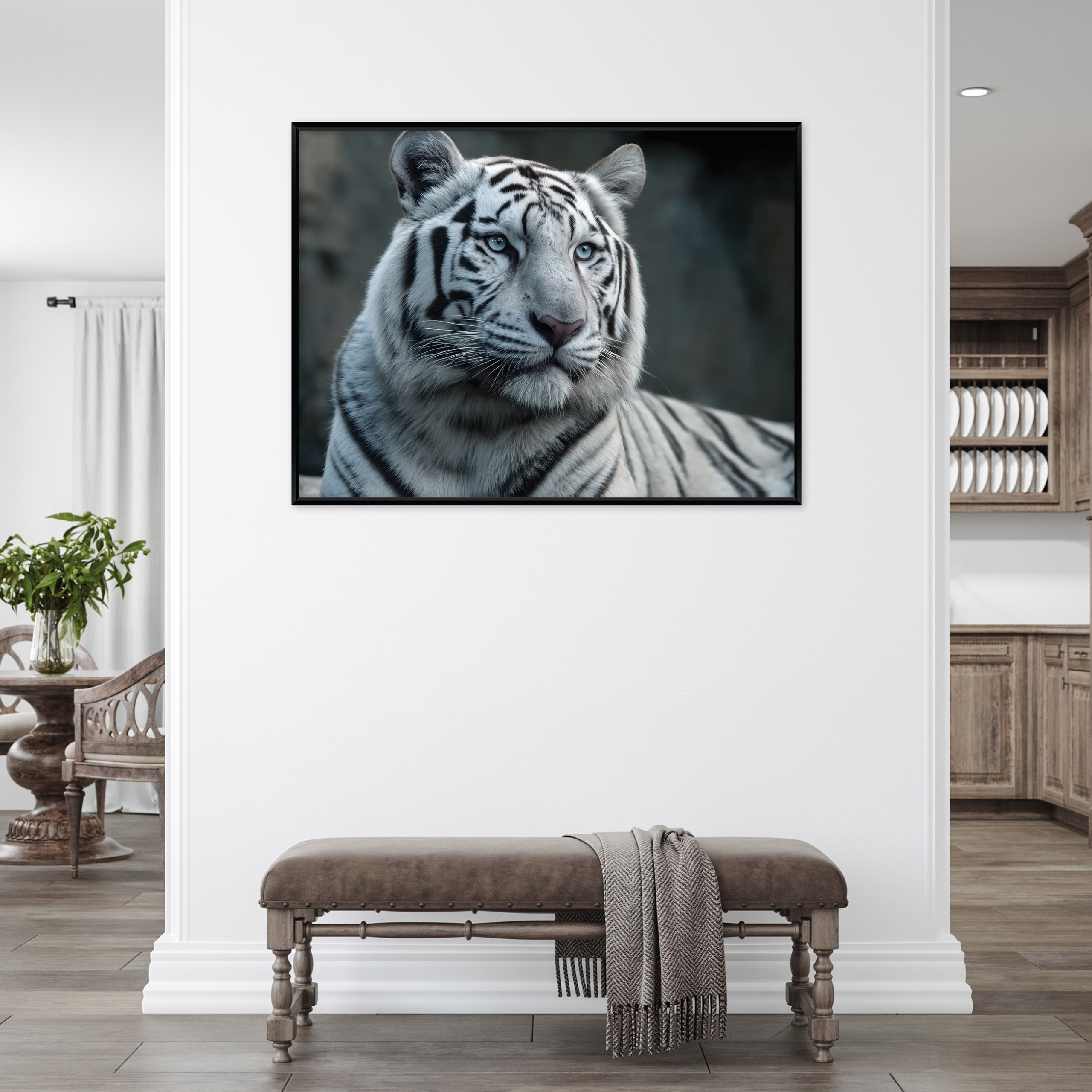 Black framed canvas painting tiger animals living room bedroom 40x30