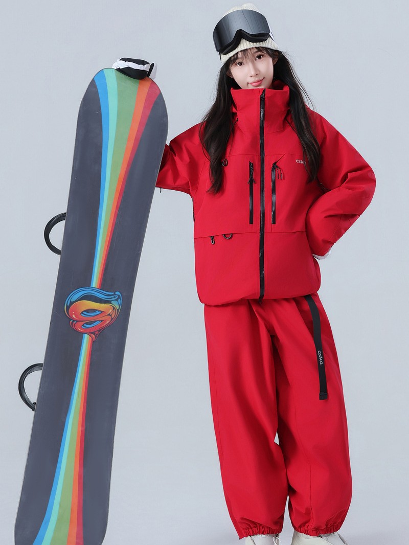 Ski Suit Set for Women and Men, Snowboard Waterproof Thickened Fully Taped Professional Snow Suit Top and Pants Set 3L