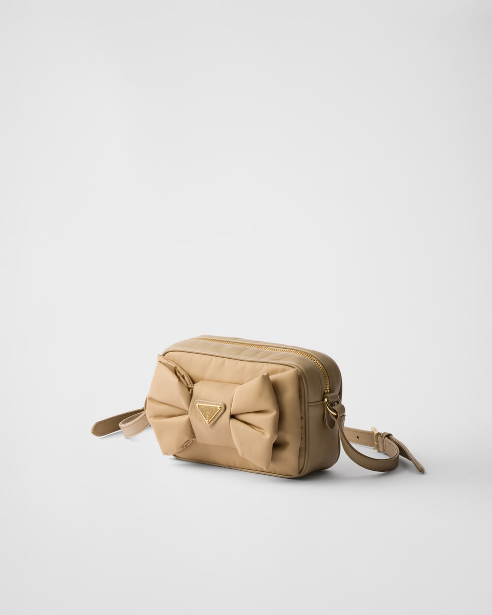 Re-Nylon and Nappa Leather Mini Shoulder Bag With Bow